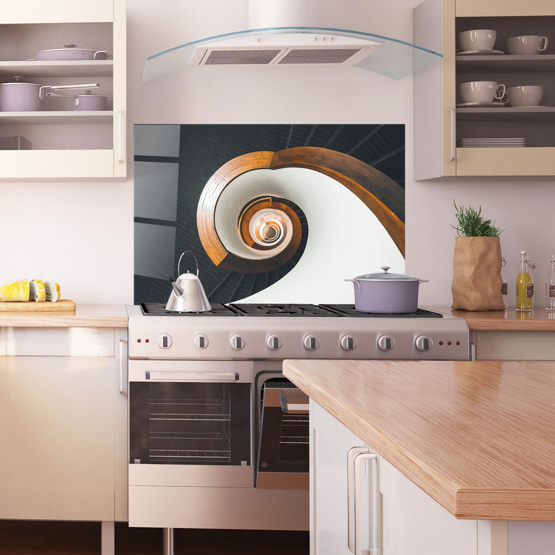 Küchenrückwand Glas Black Spiral Stairs mockup 1