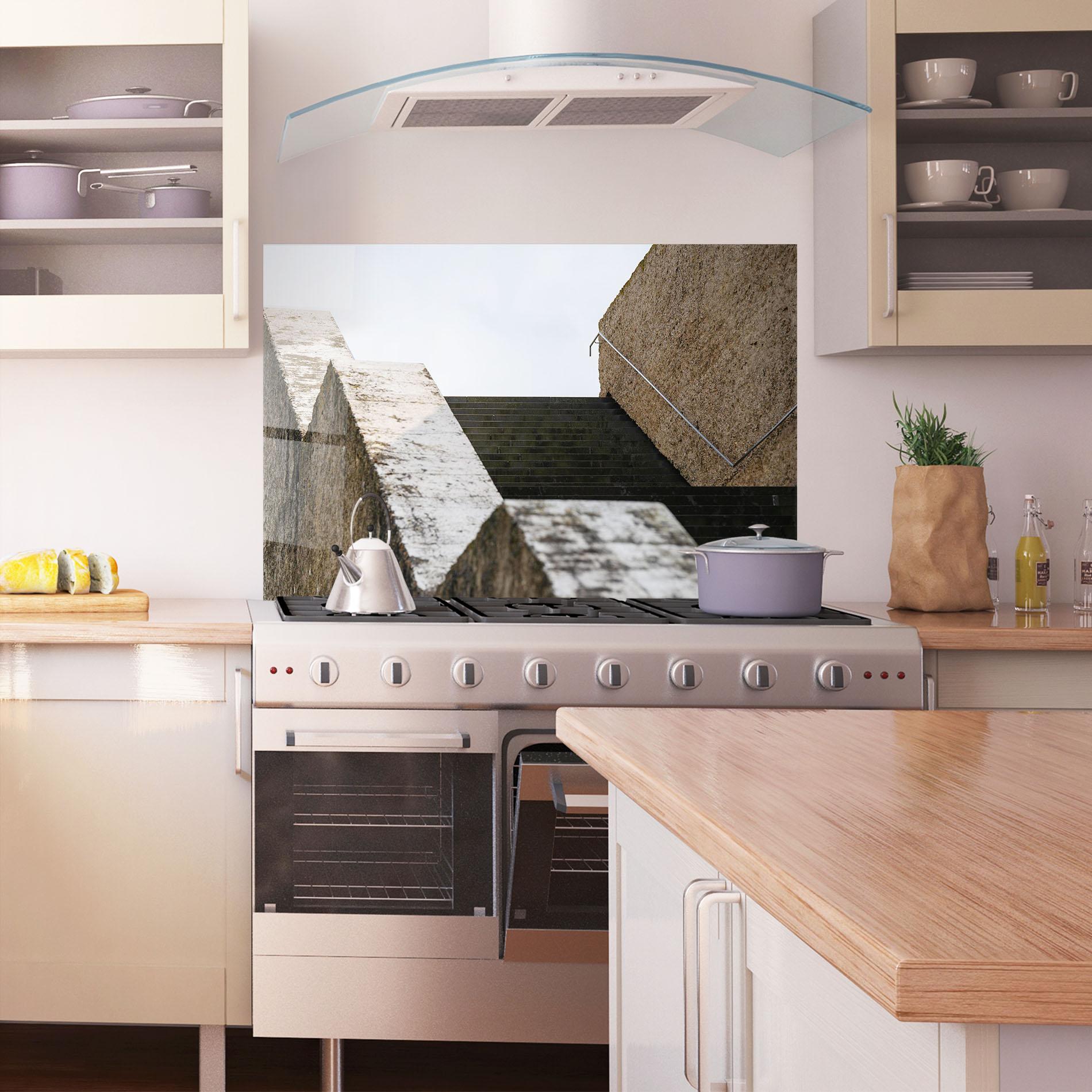 Küchenrückwand Glas Black Stairs mockup 1