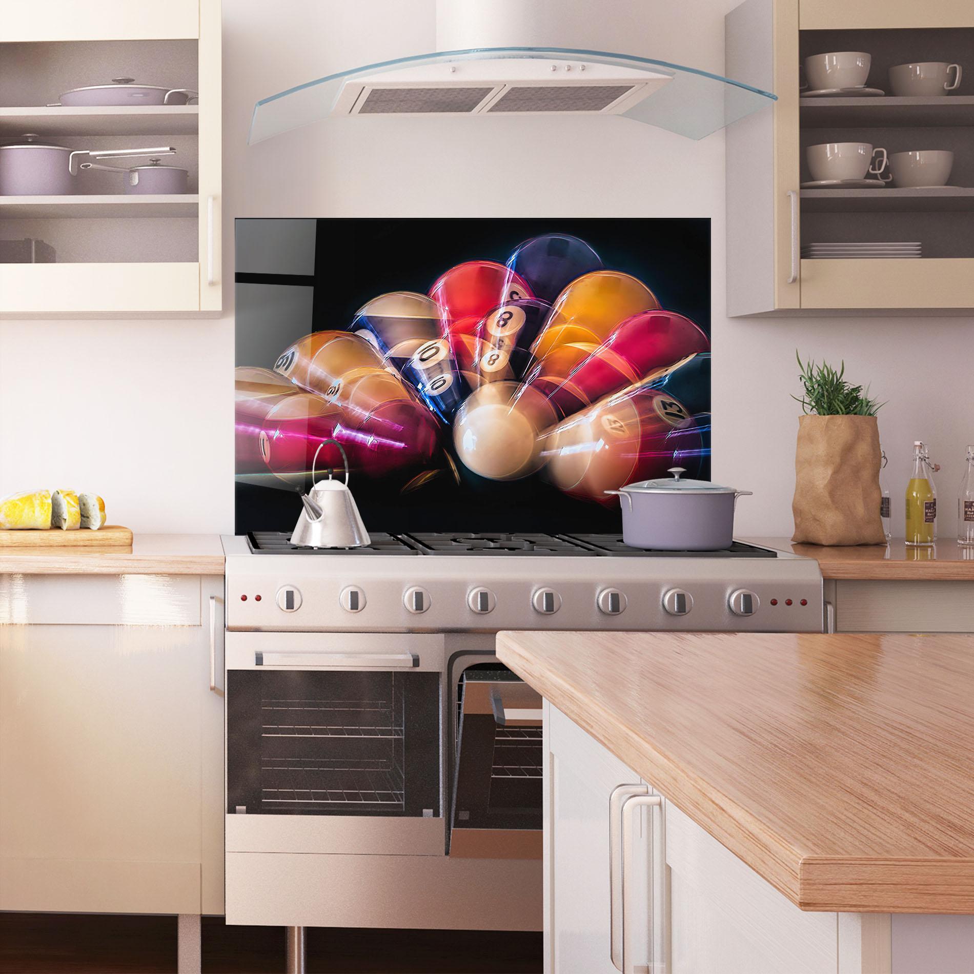Küchenrückwand Glas Bowling Balls mockup 1