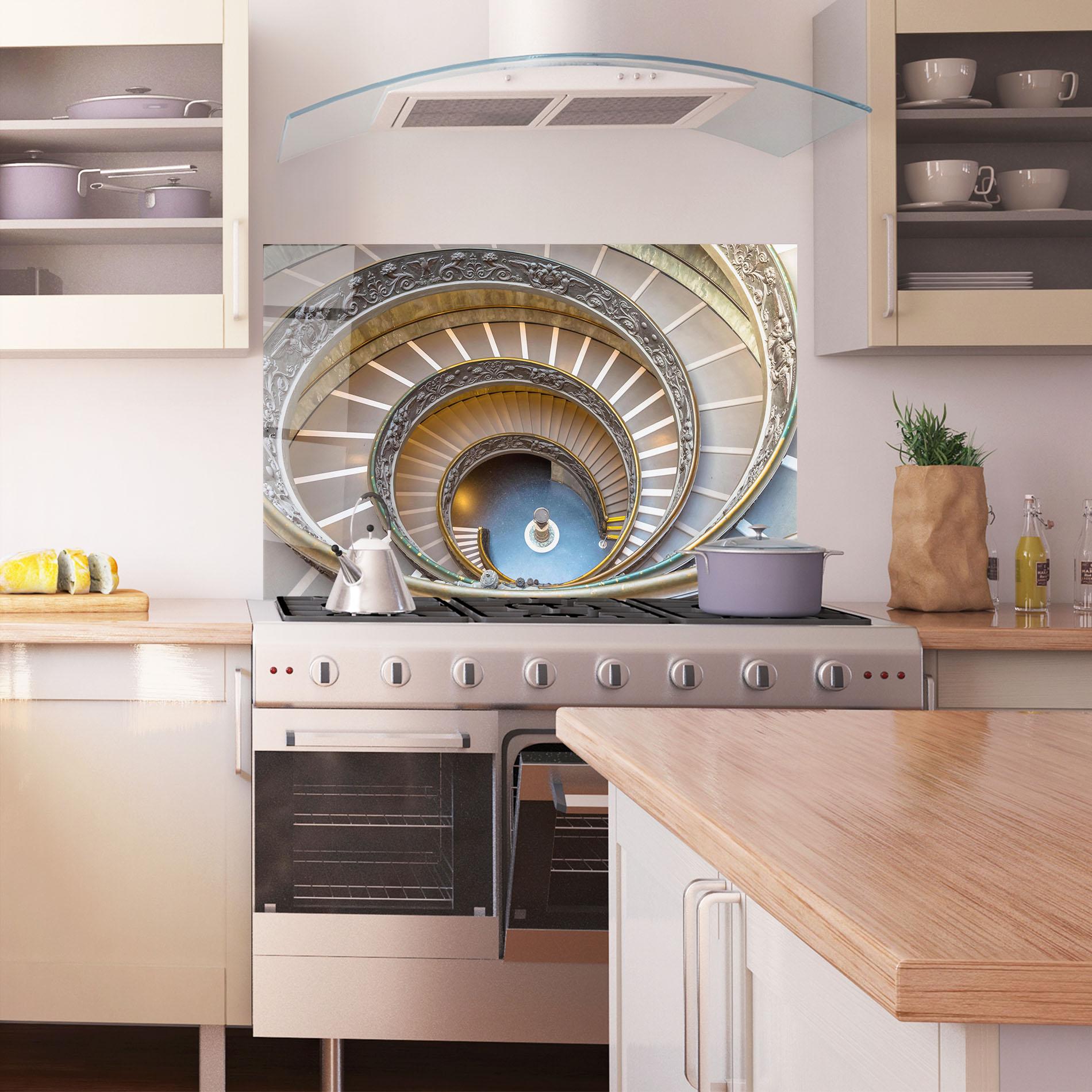 Küchenrückwand Glas Colored Stairs mockup 1