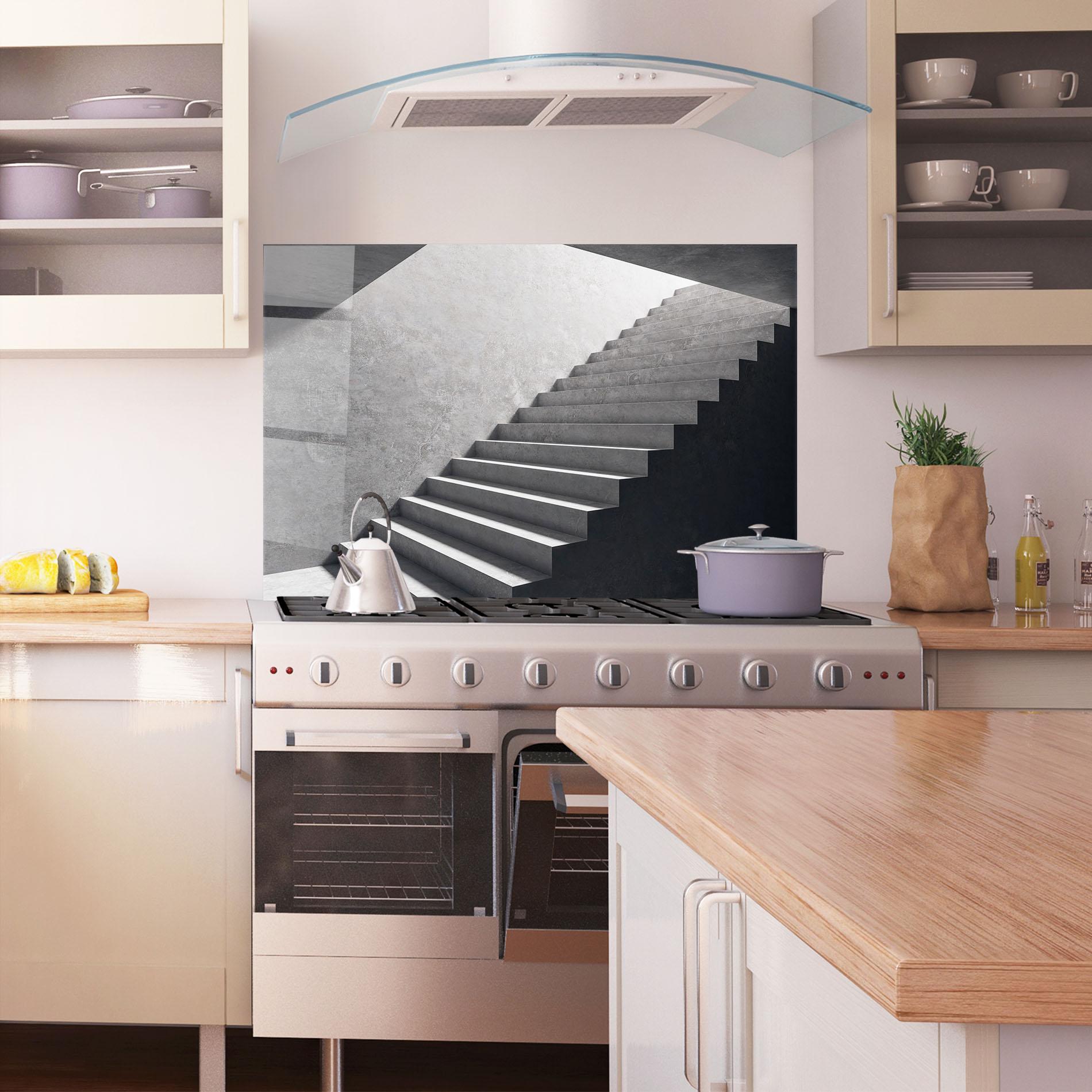 Küchenrückwand Glas Concrete Stairs mockup 1