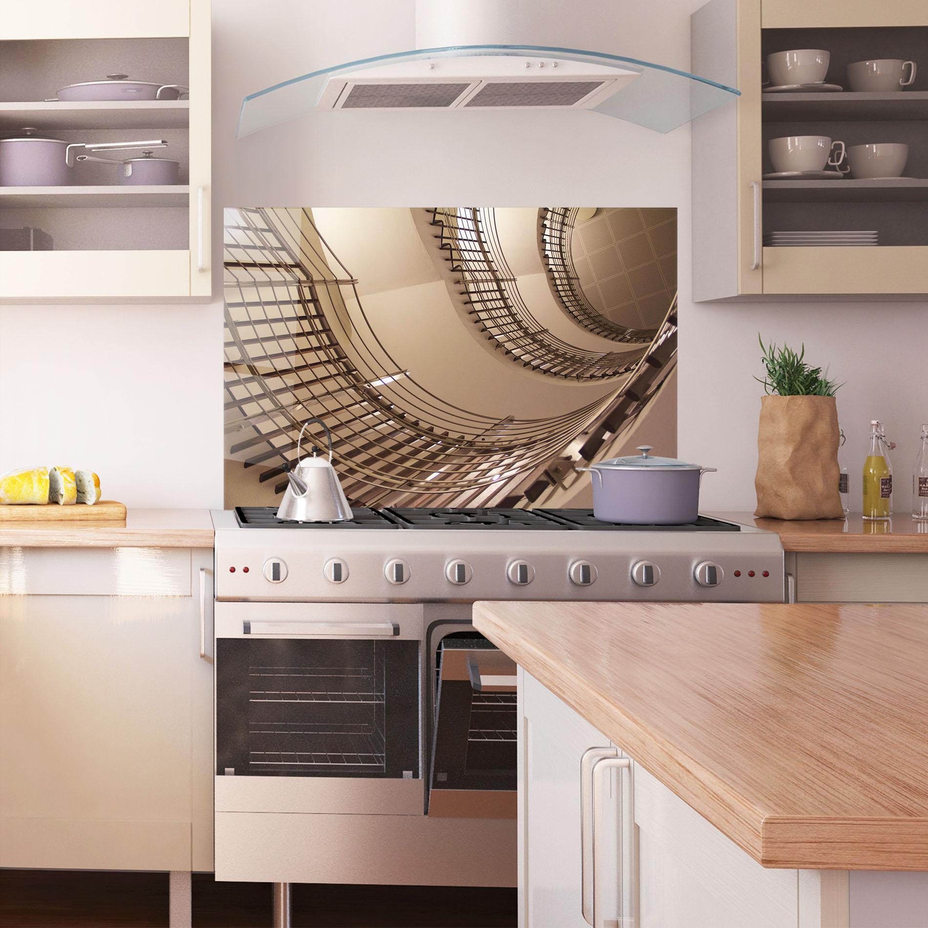 Küchenrückwand Glas Cream Stairs mockup 1