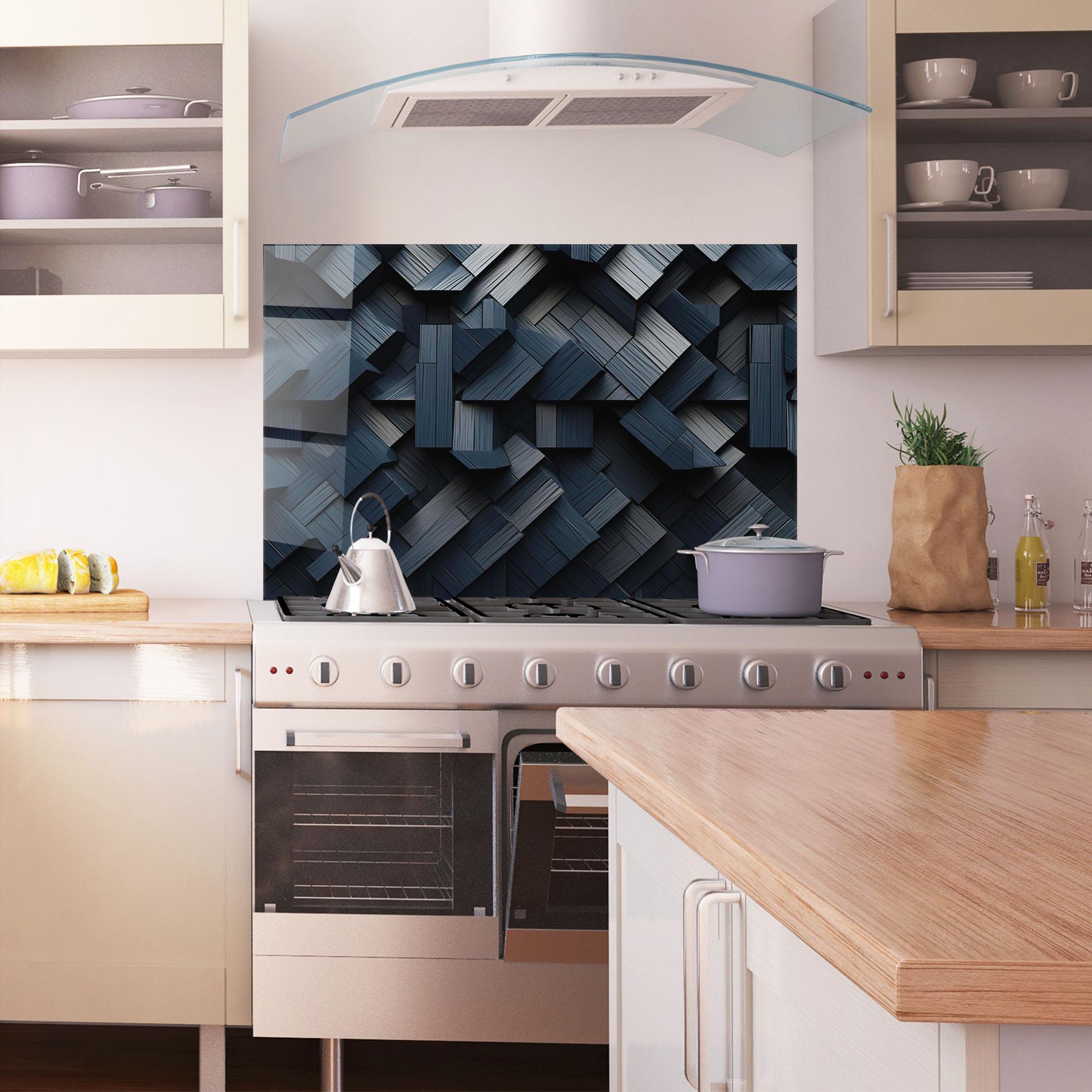 Küchenrückwand Glas Dark Blue Wall mockup 1
