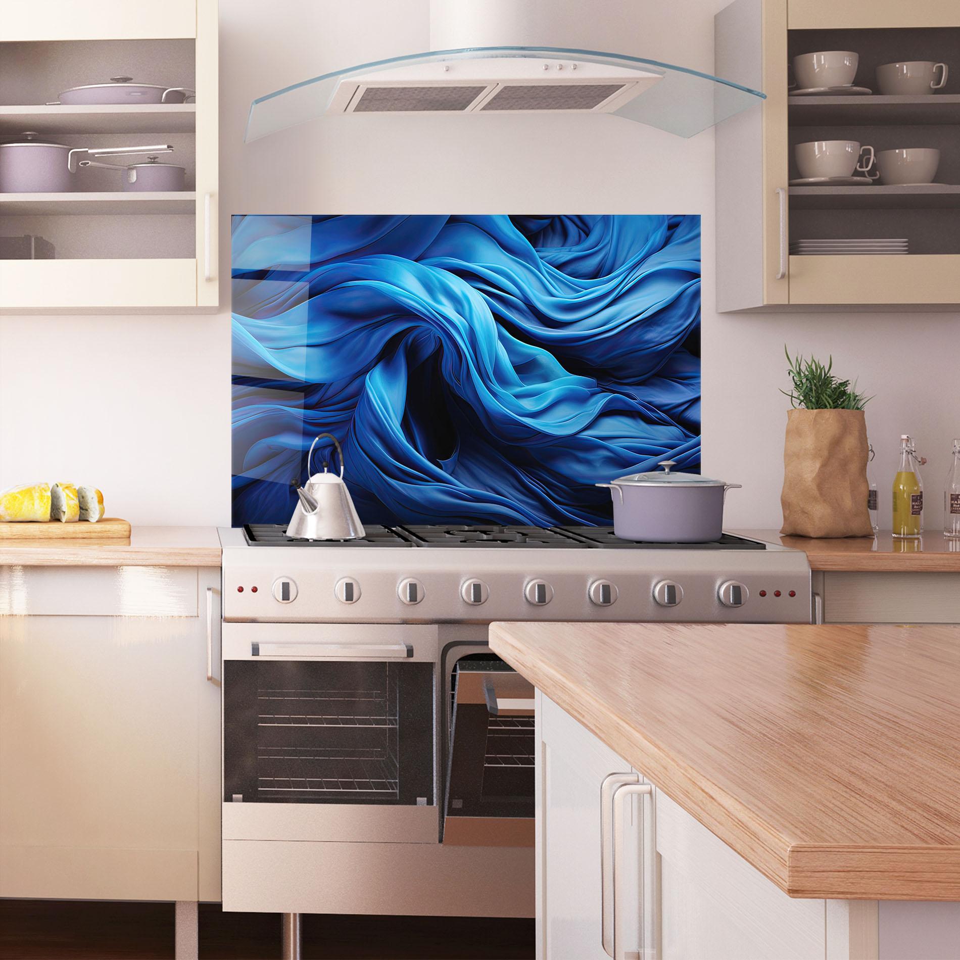 Küchenrückwand Glas Floating Blue mockup 1
