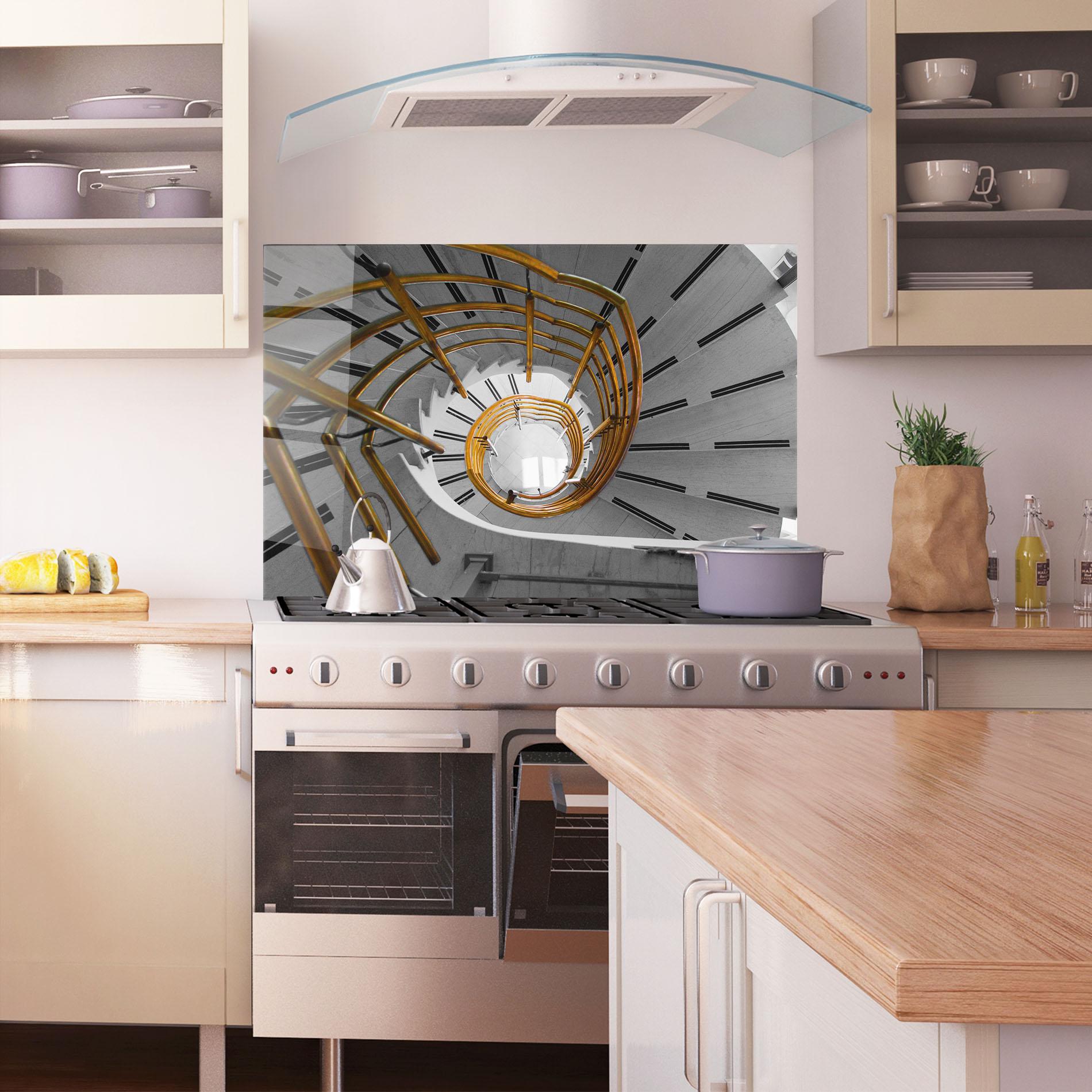 Küchenrückwand Glas Gold Bar Stairs mockup 1