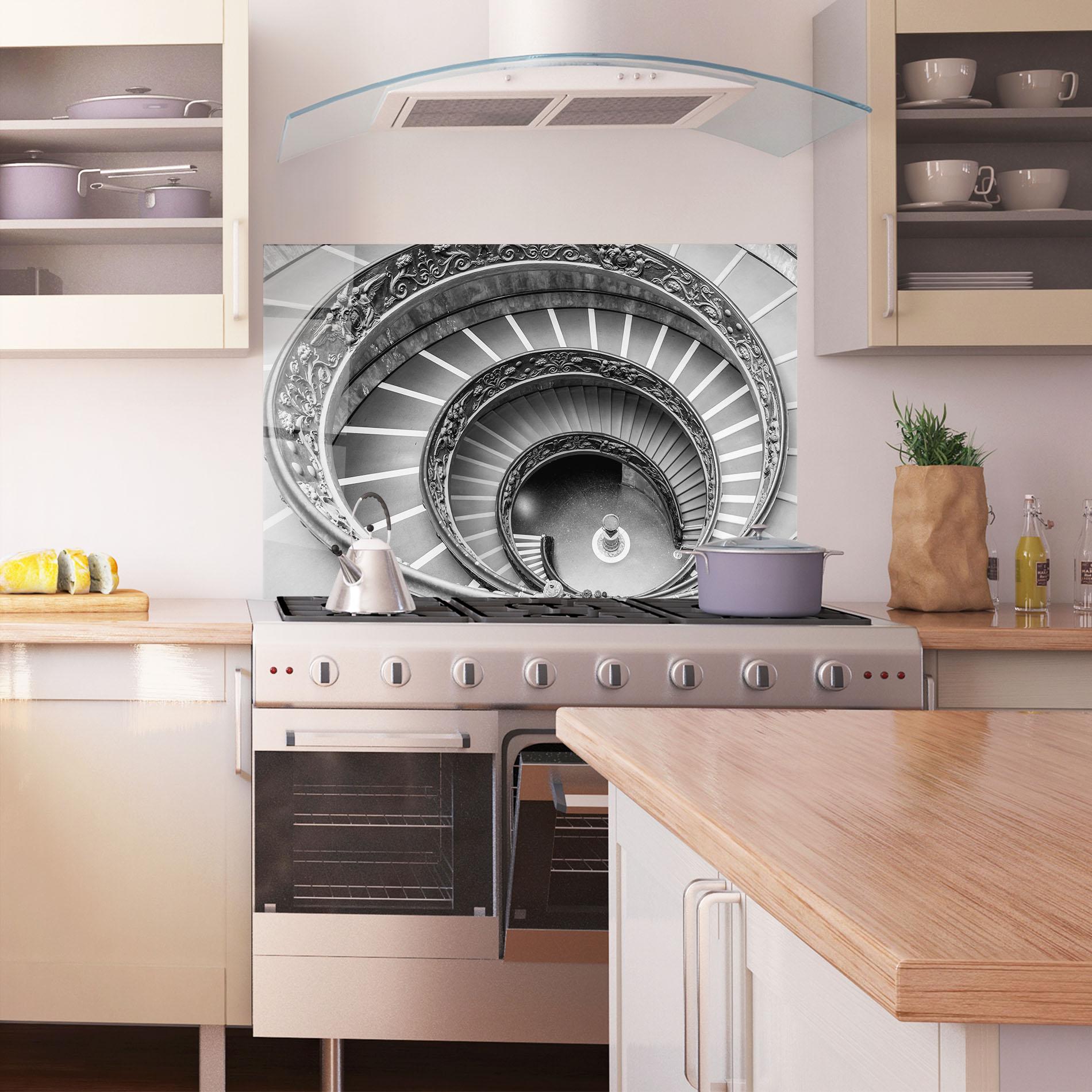 Küchenrückwand Glas Grey Spiral mockup 1