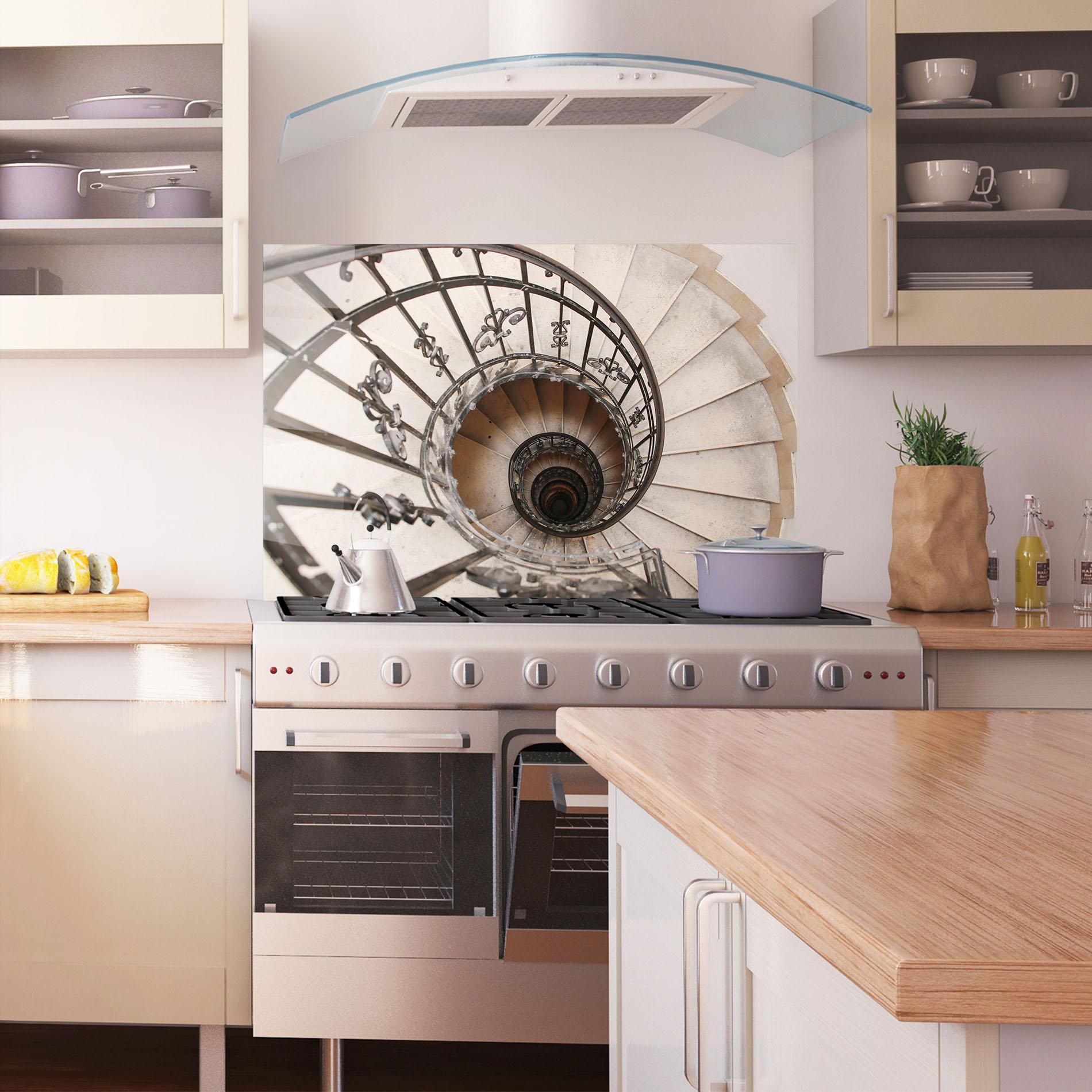 Küchenrückwand Glas Old House Stairs mockup 1