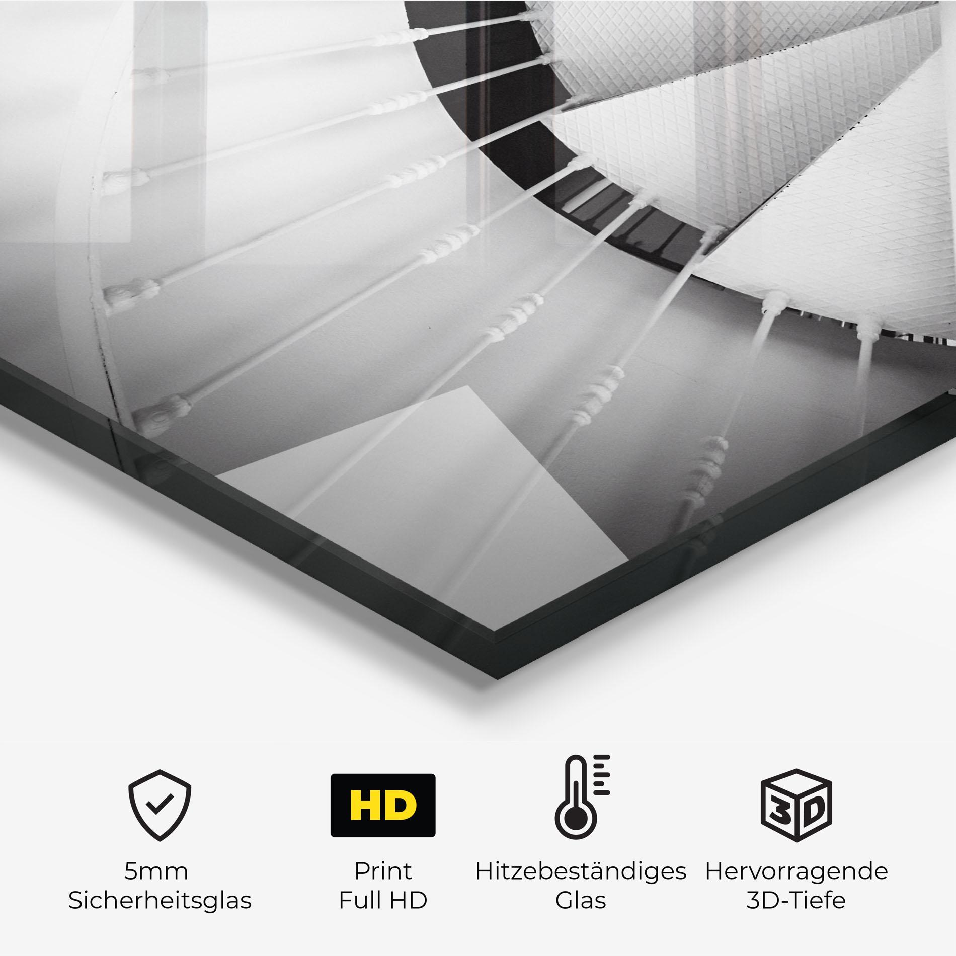 Küchenrückwand Glas Black Circle Stairs mockup 2