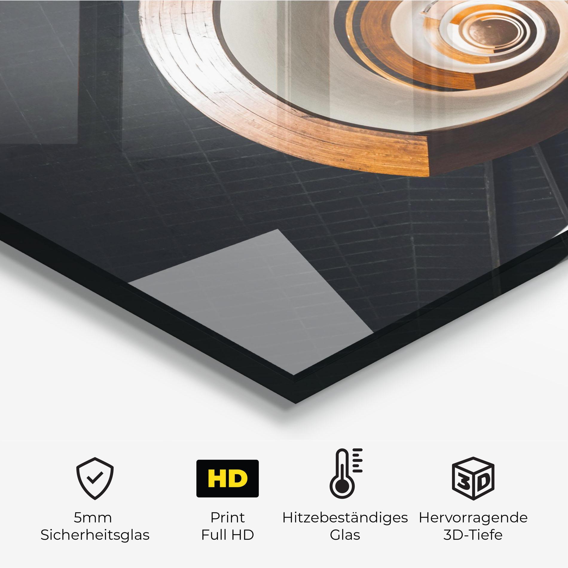 Küchenrückwand Glas Black Spiral Stairs mockup 2