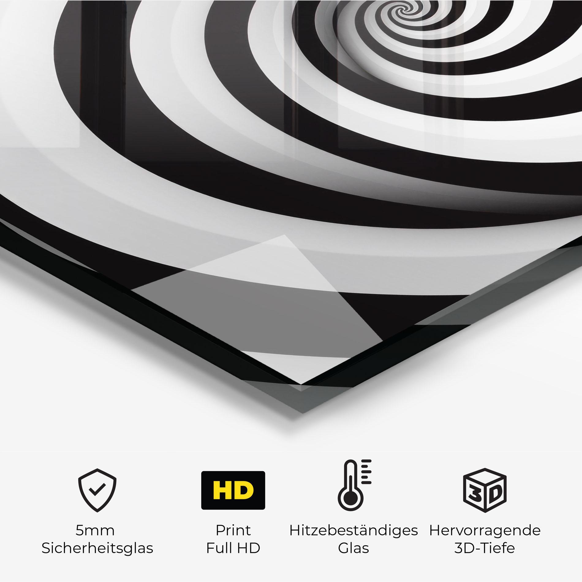 Küchenrückwand Glas Black White Spiral mockup 2