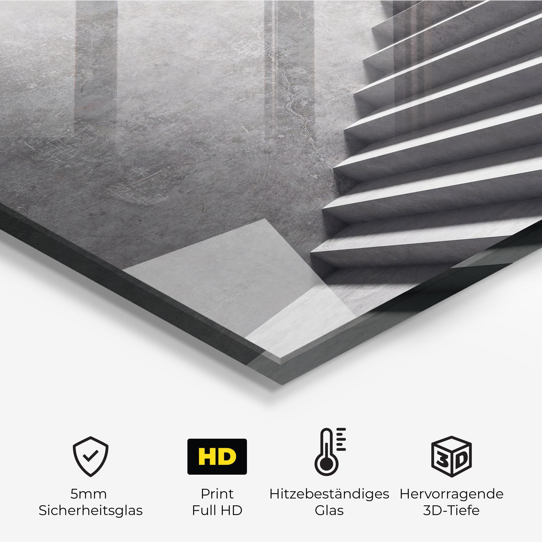 Küchenrückwand Glas Concrete Stairs mockup 2