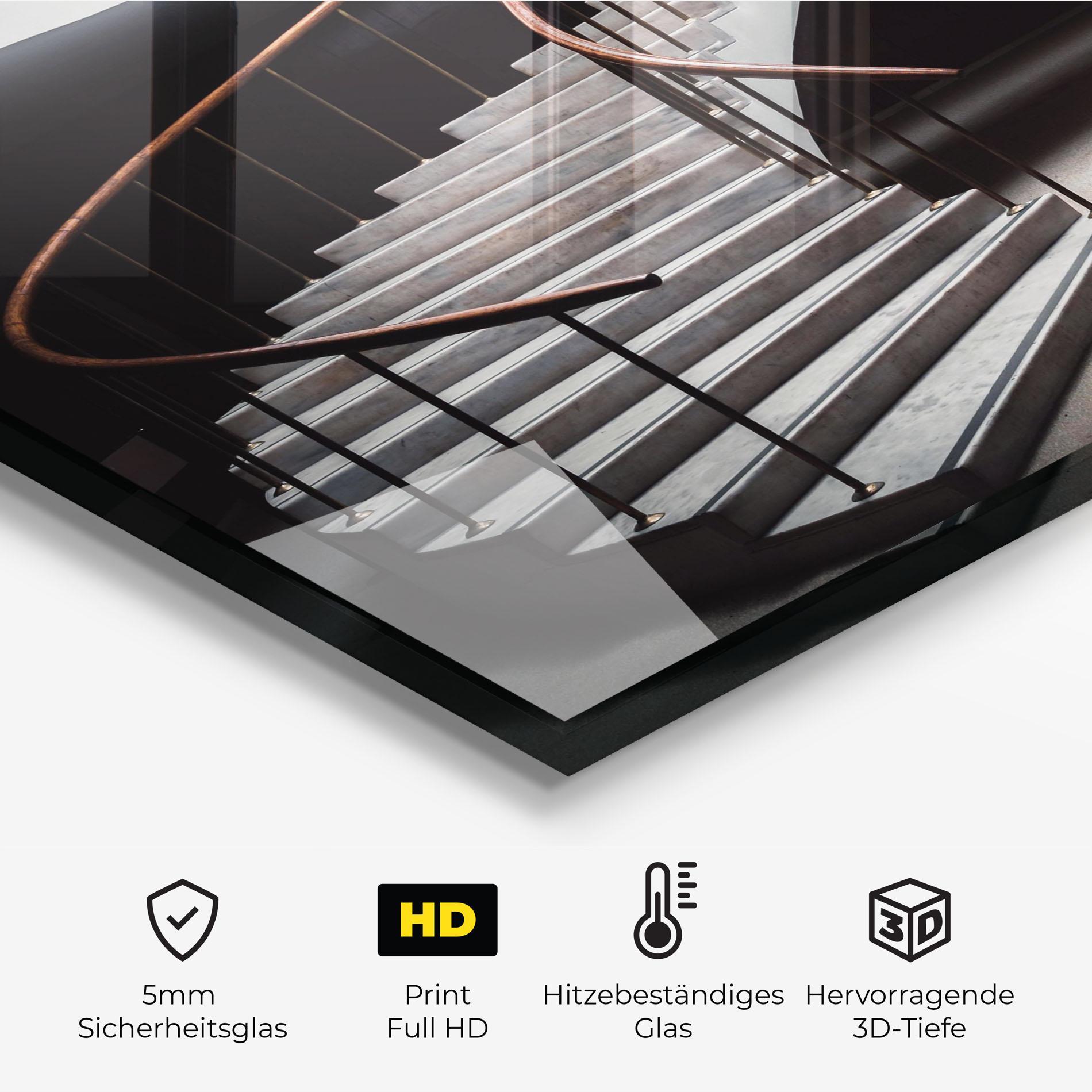 Küchenrückwand Glas Dark Room Stairs mockup 2