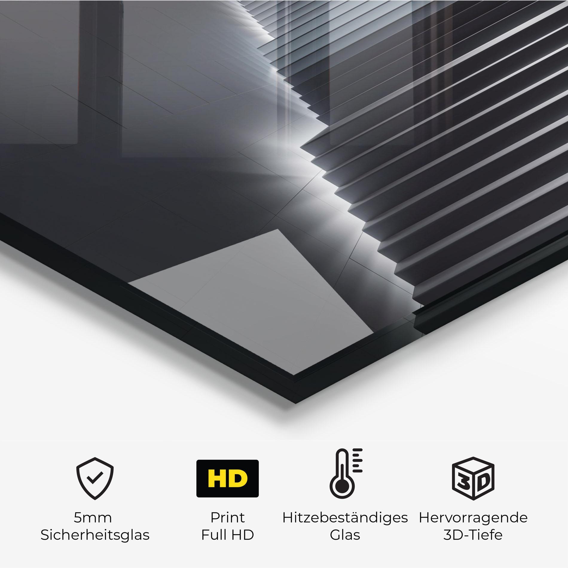 Küchenrückwand Glas Dark Stairs mockup 2