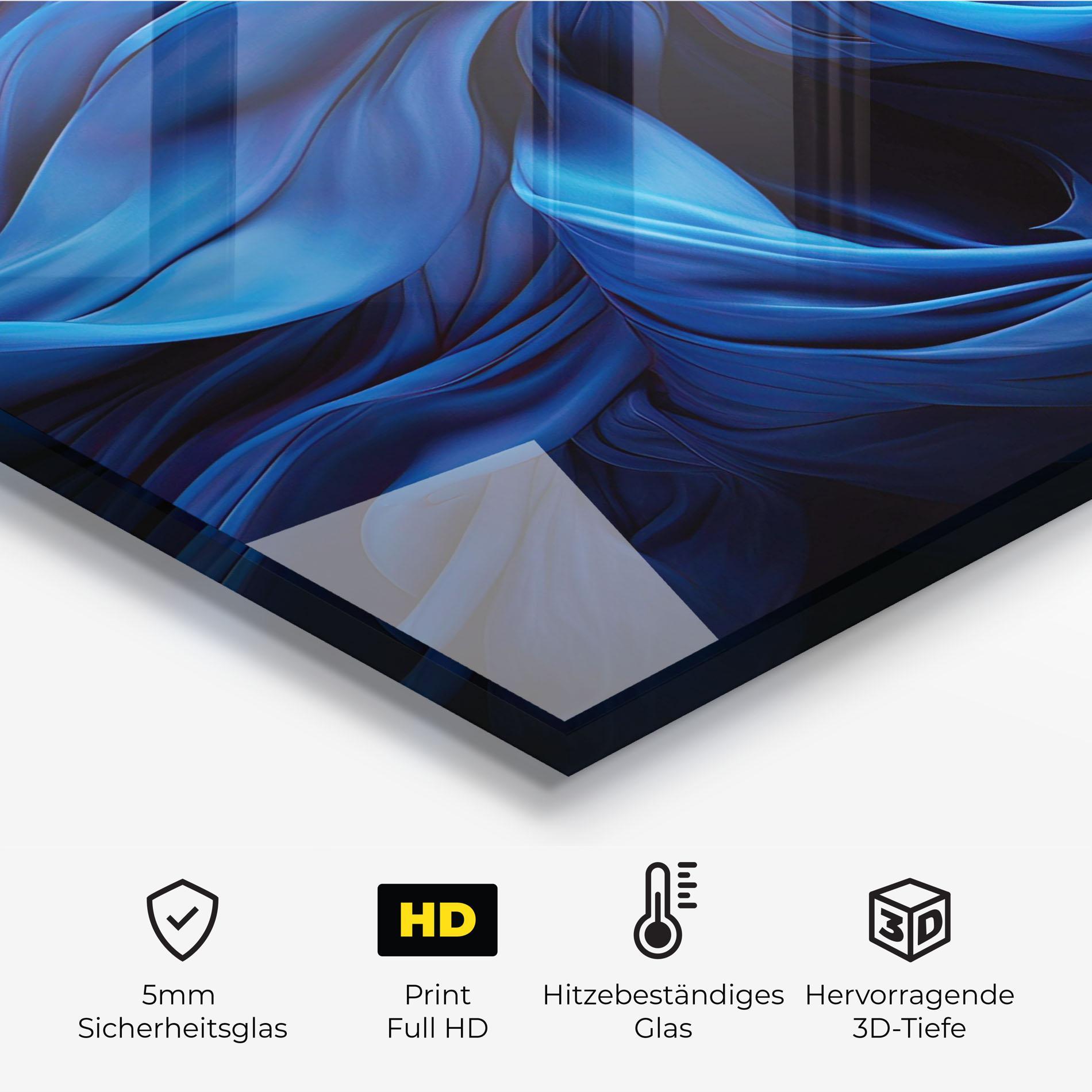 Küchenrückwand Glas Floating Blue mockup 2