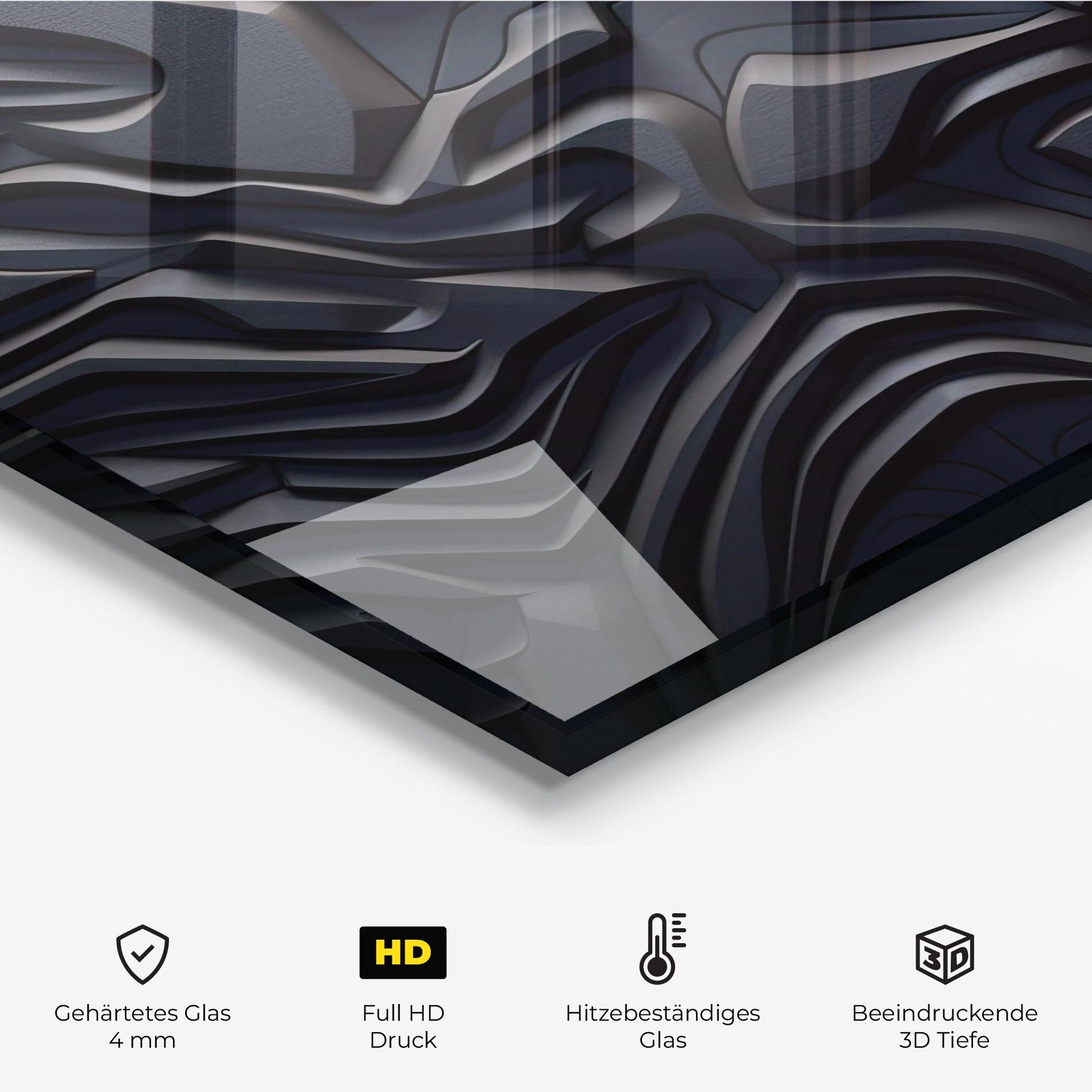 Küchenrückwand Glas Black 3d Lines mockup 2