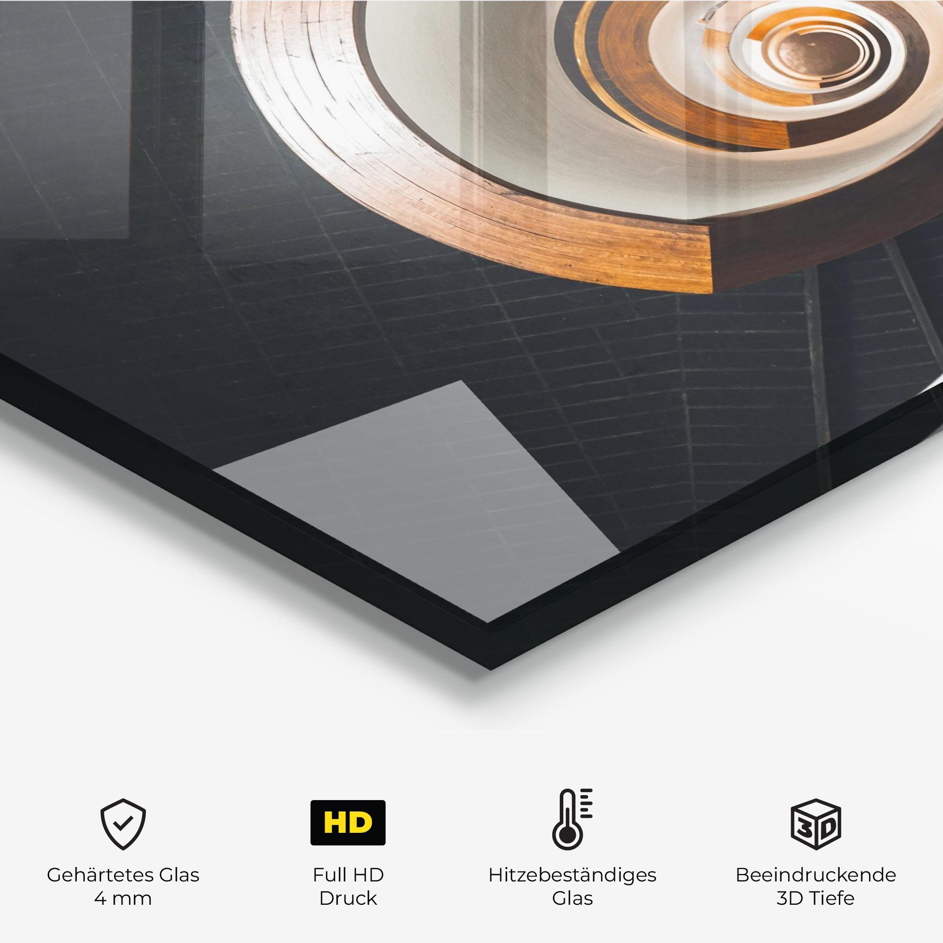 Küchenrückwand Glas Black Spiral Stairs mockup 2