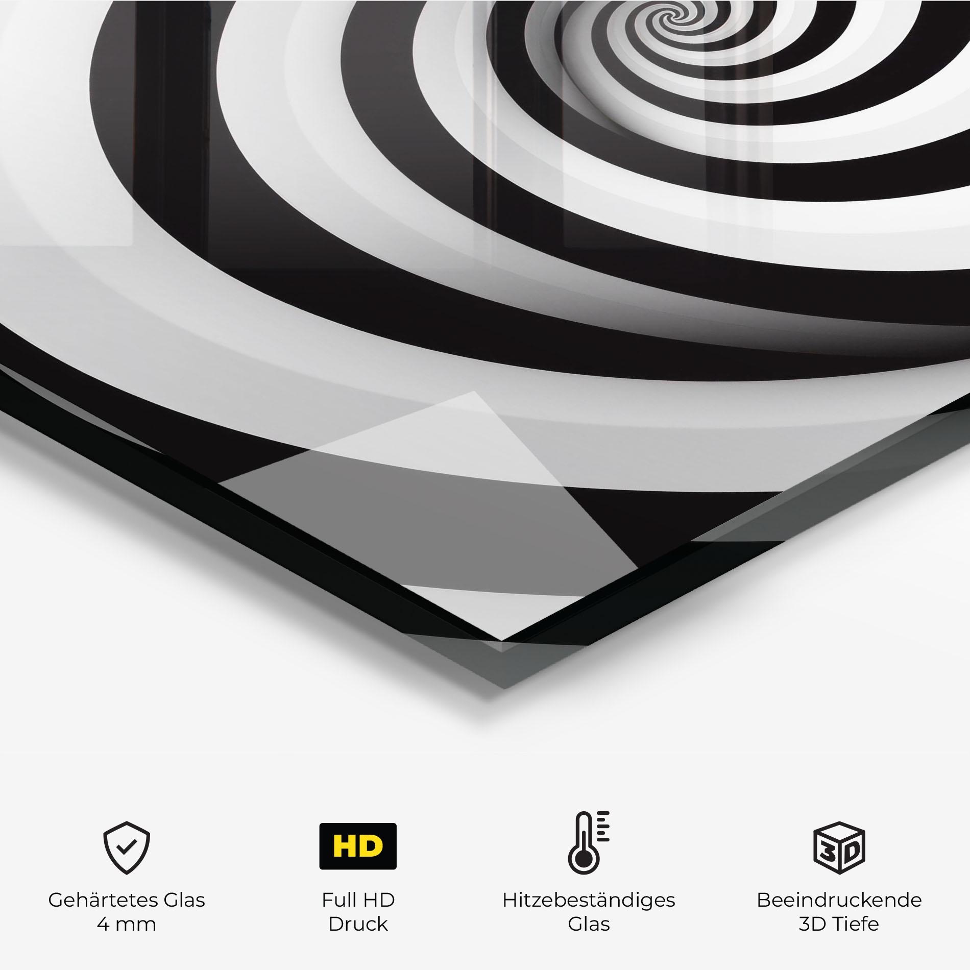 Küchenrückwand Glas Black White Spiral mockup 2