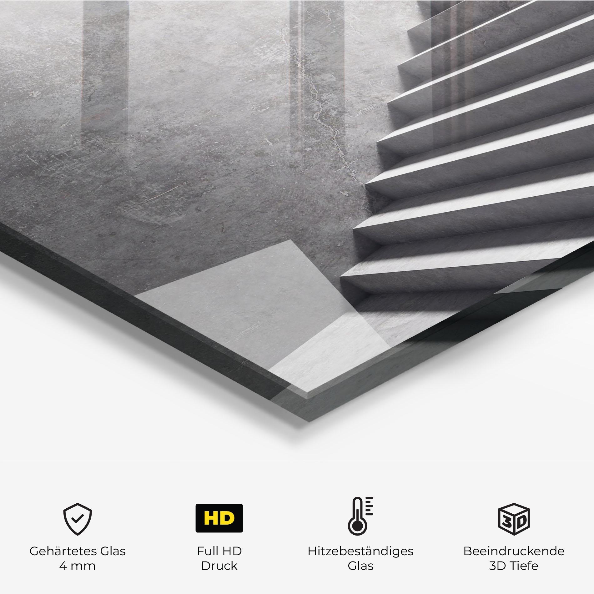 Küchenrückwand Glas Concrete Stairs mockup 2