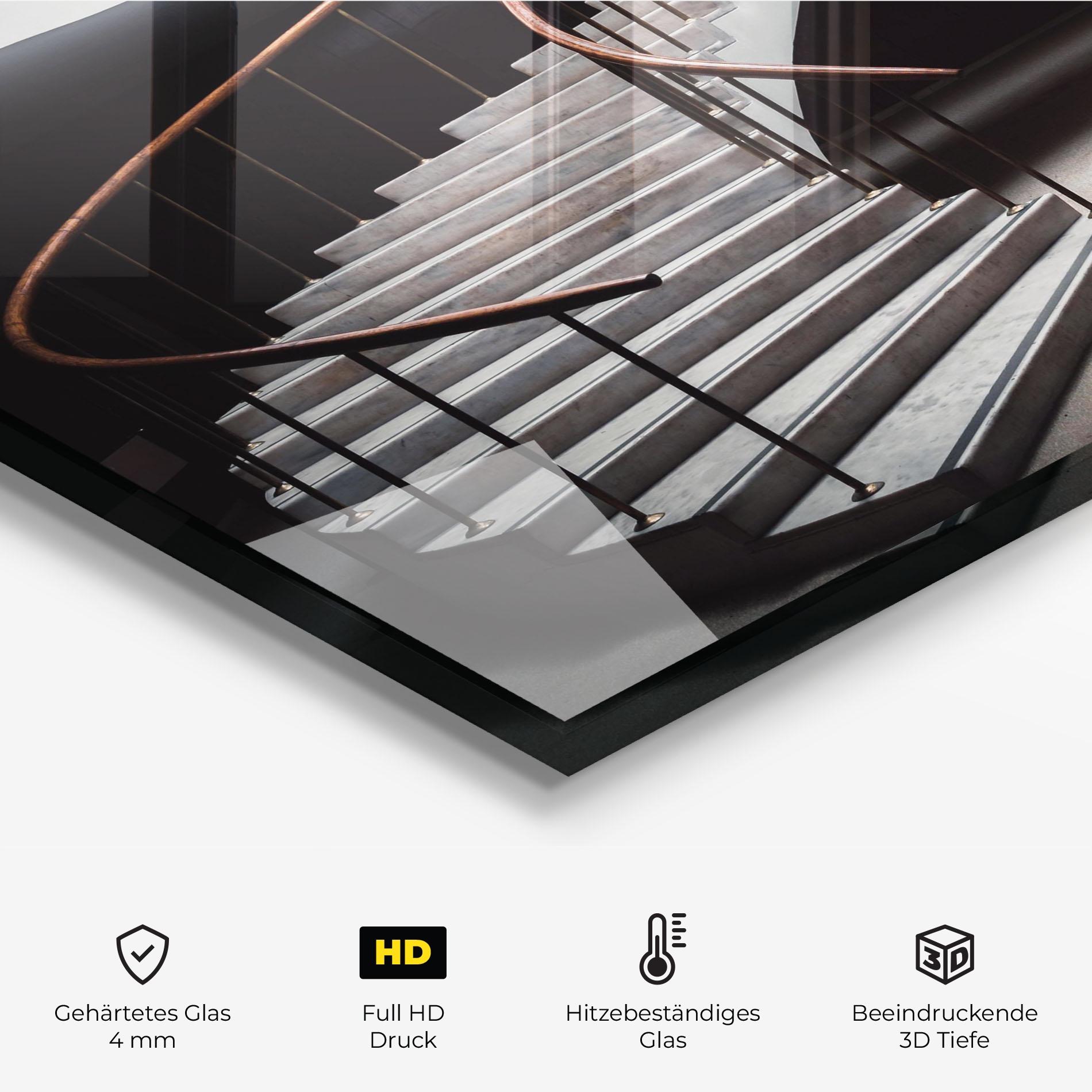 Küchenrückwand Glas Dark Room Stairs mockup 2