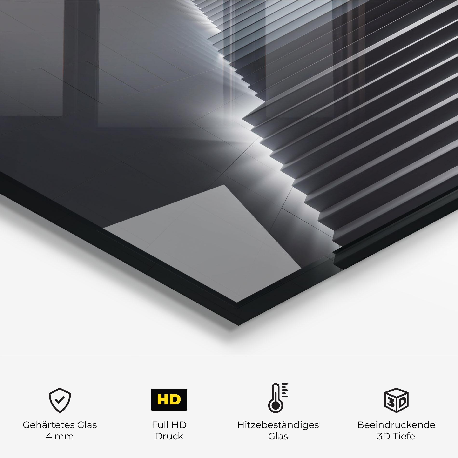 Küchenrückwand Glas Dark Stairs mockup 2