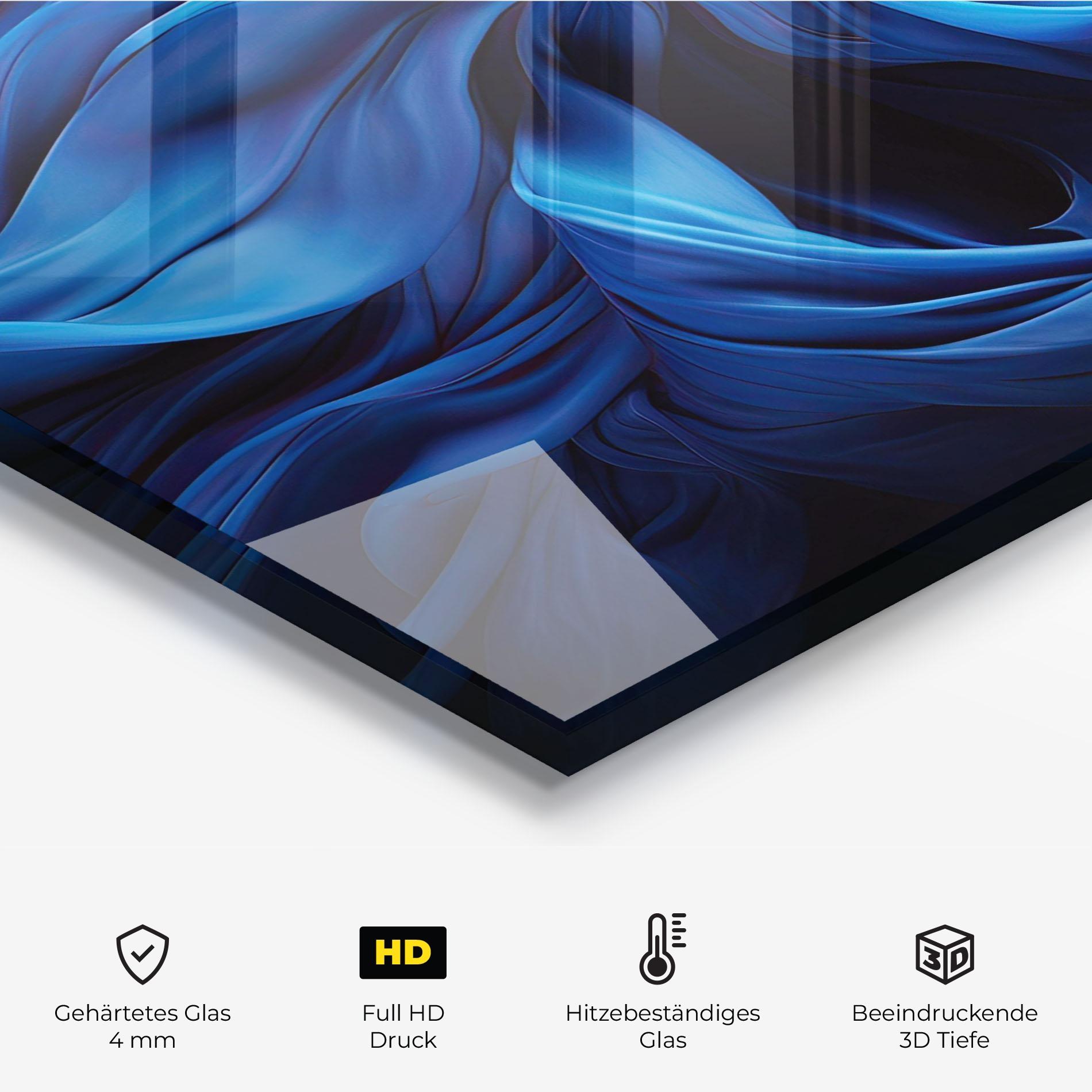 Küchenrückwand Glas Floating Blue mockup 2