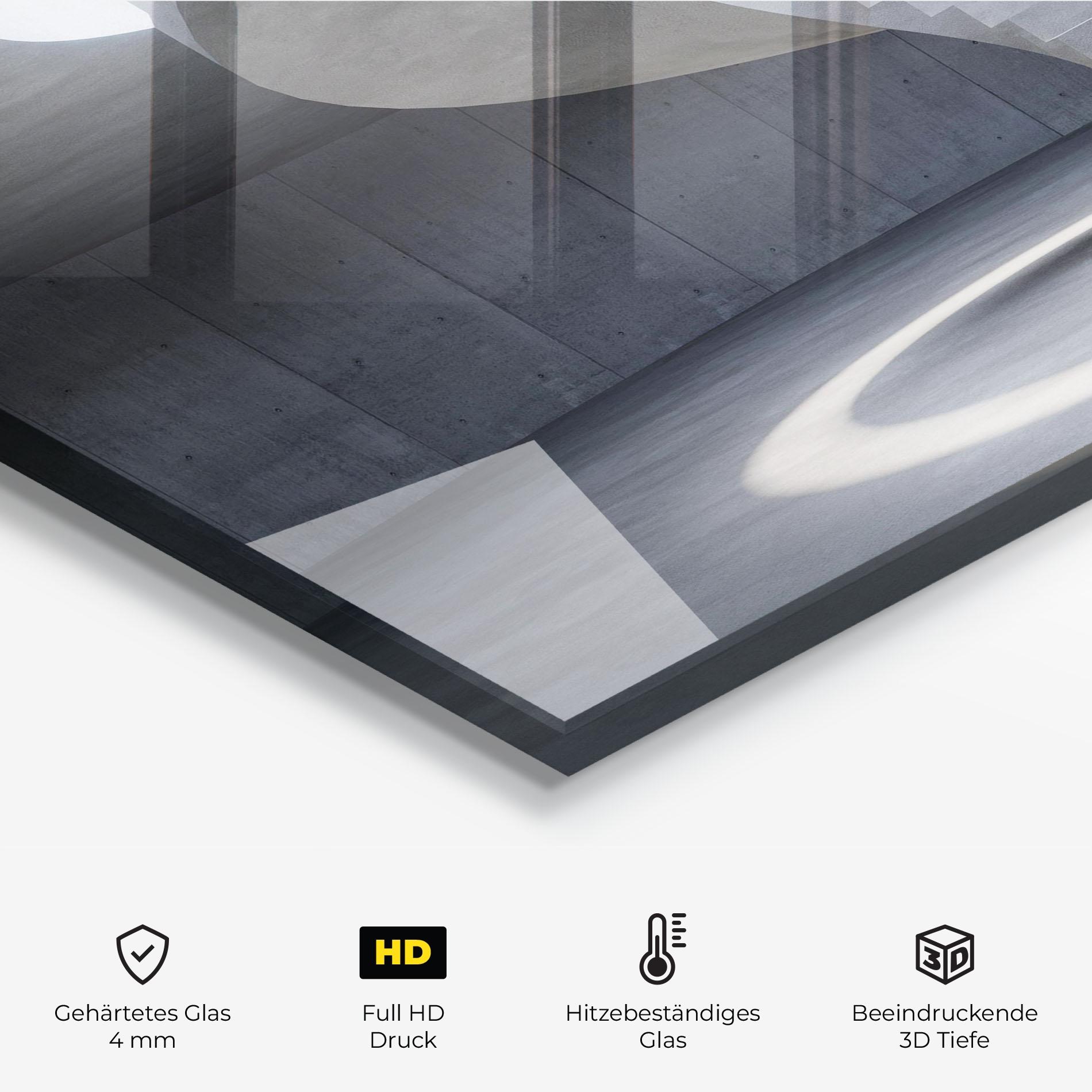 Küchenrückwand Glas Spiral White Staircase mockup 2