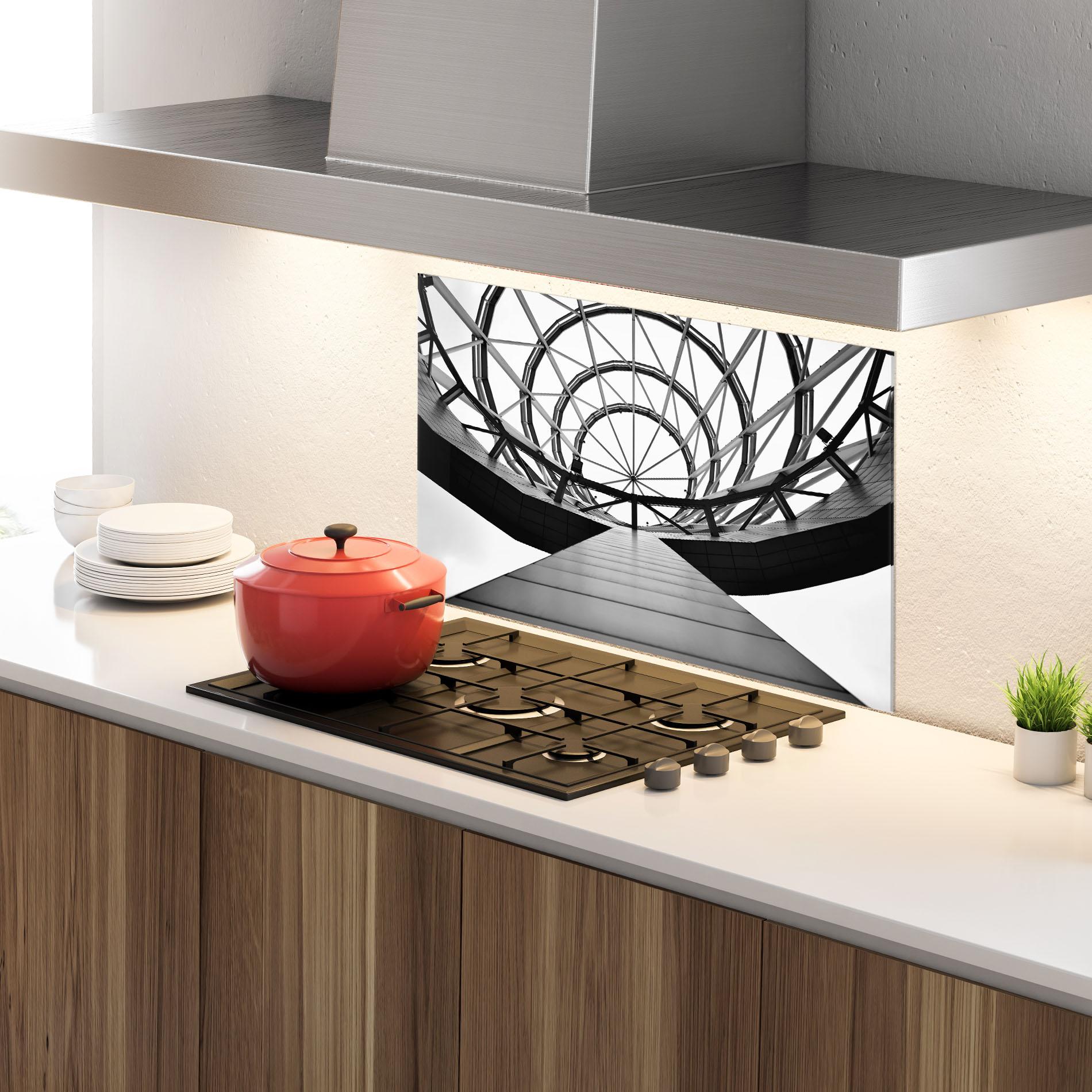 Küchenrückwand Glas Circular Dome mockup 4