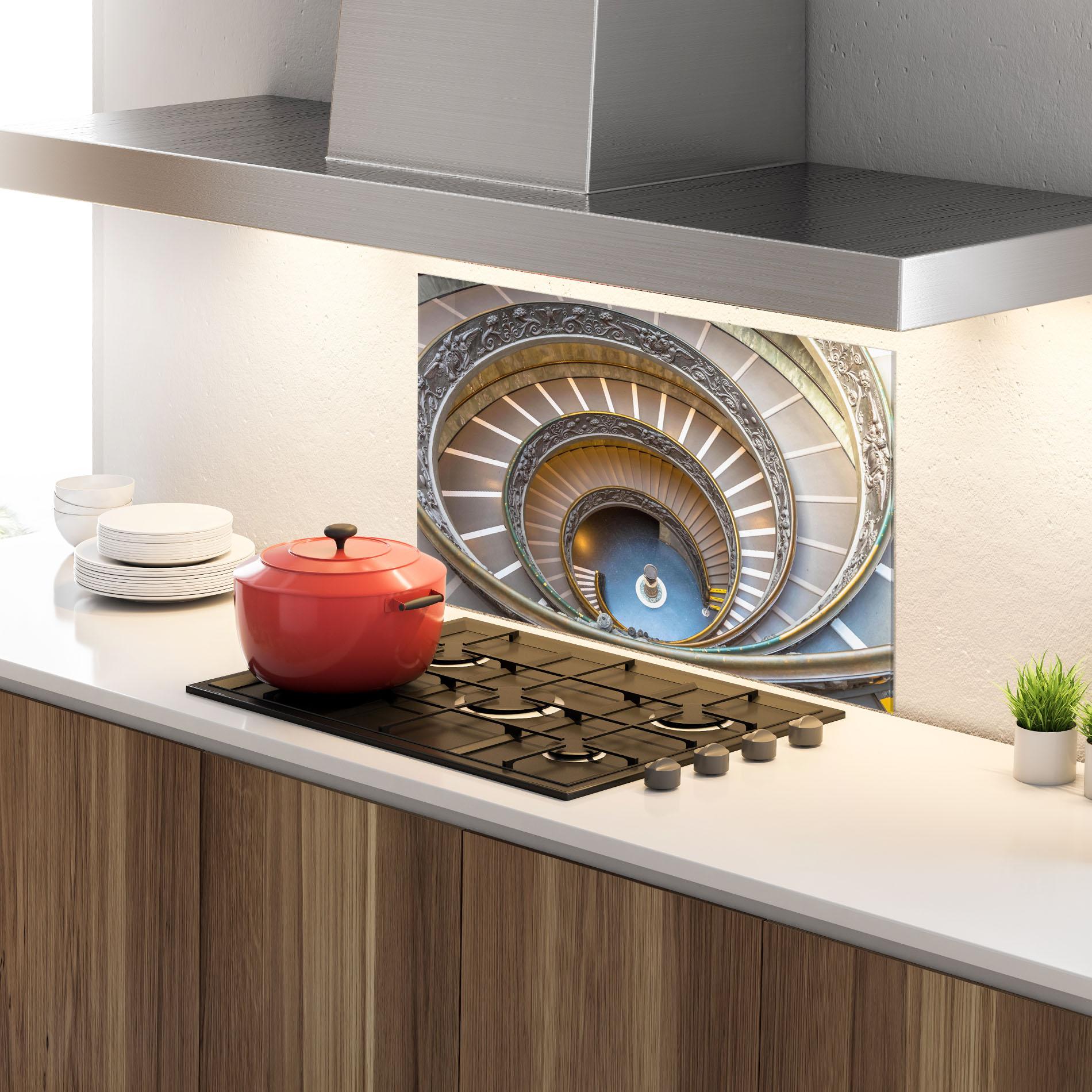 Küchenrückwand Glas Colored Stairs mockup 4