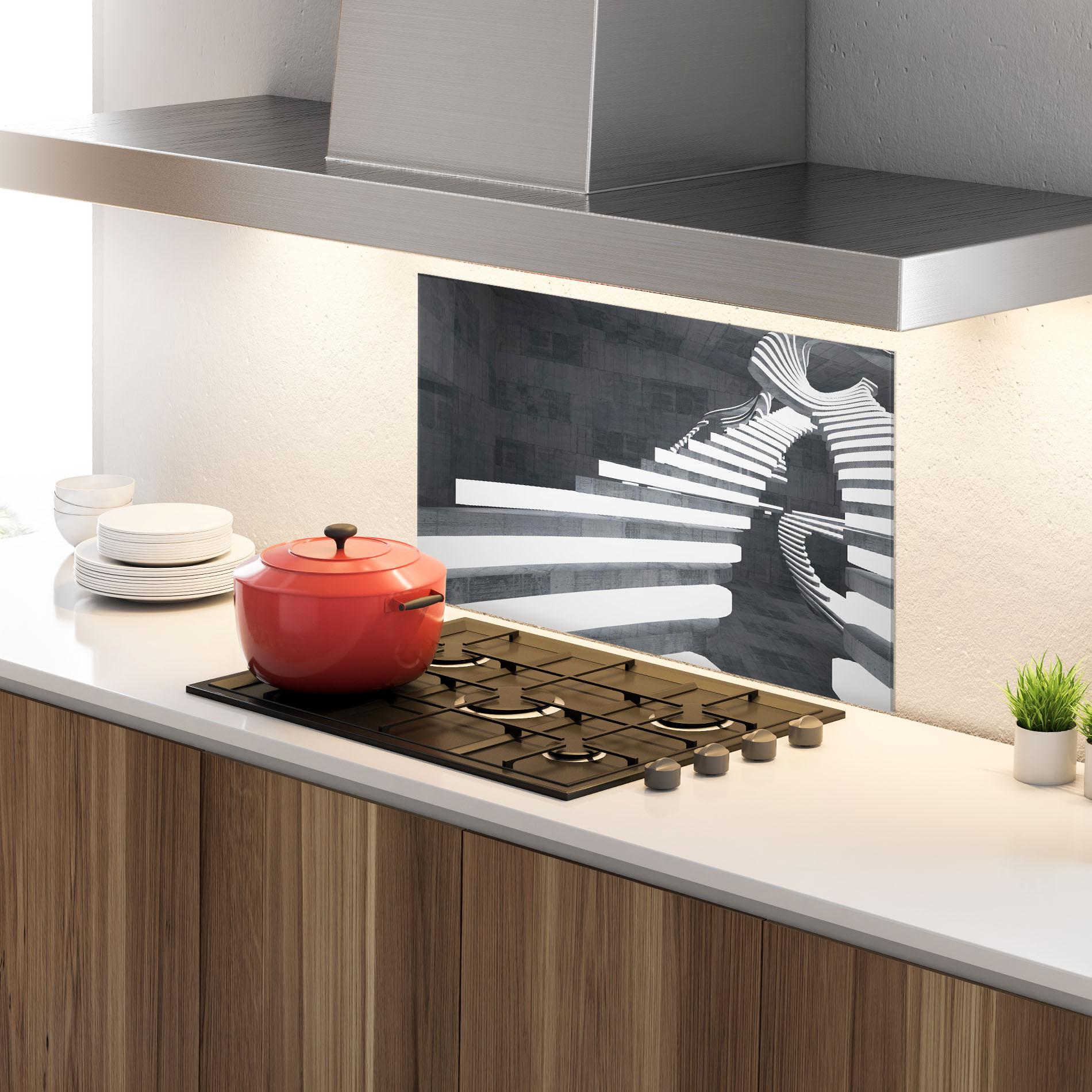 Küchenrückwand Glas Concrete Room mockup 4