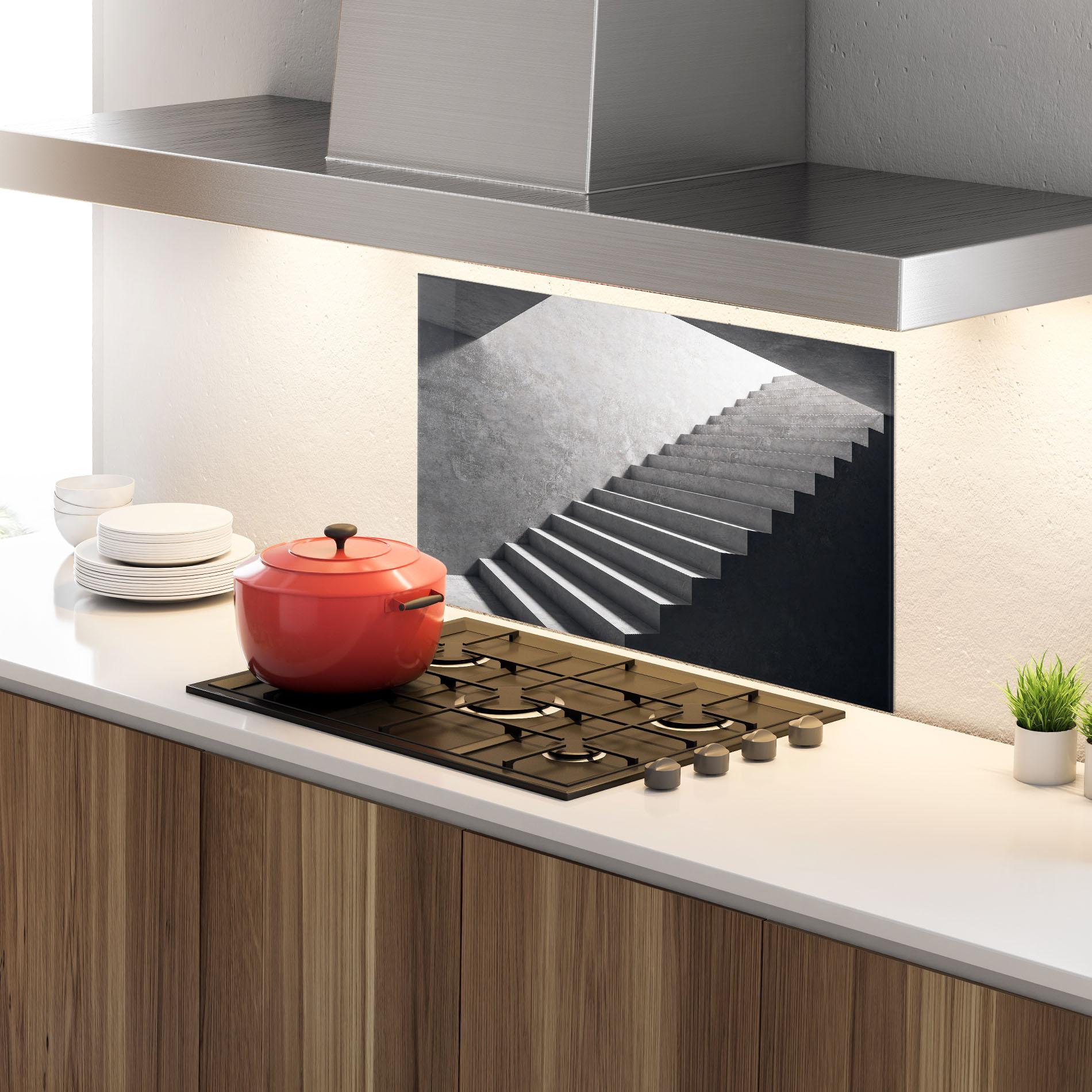 Küchenrückwand Glas Concrete Stairs mockup 4