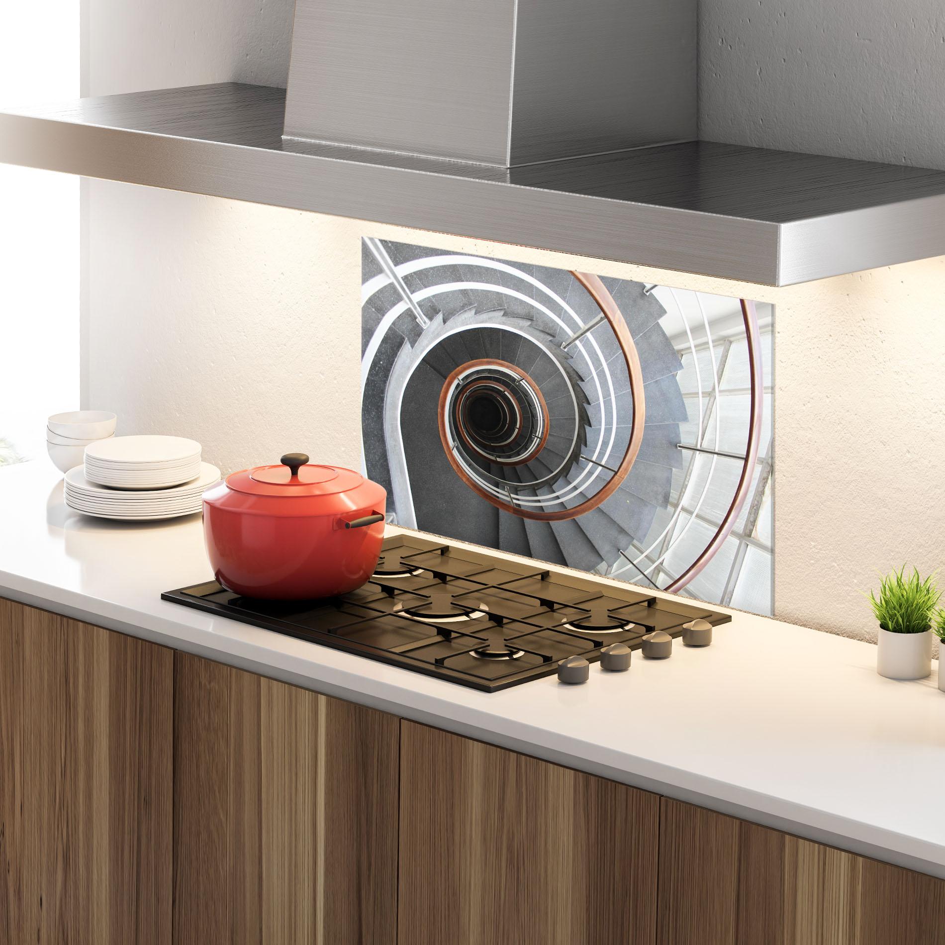 Küchenrückwand Glas Wood Bar Stairs mockup 4