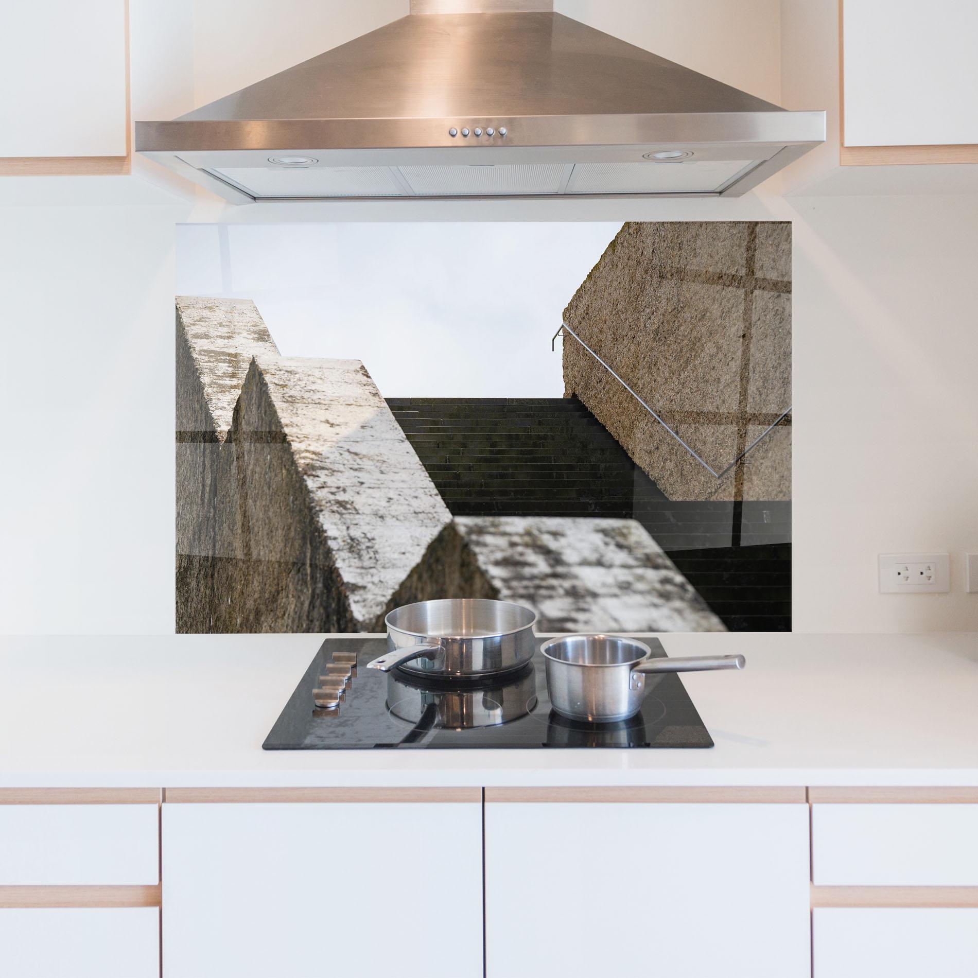 Küchenrückwand Glas Black Stairs mockup 5