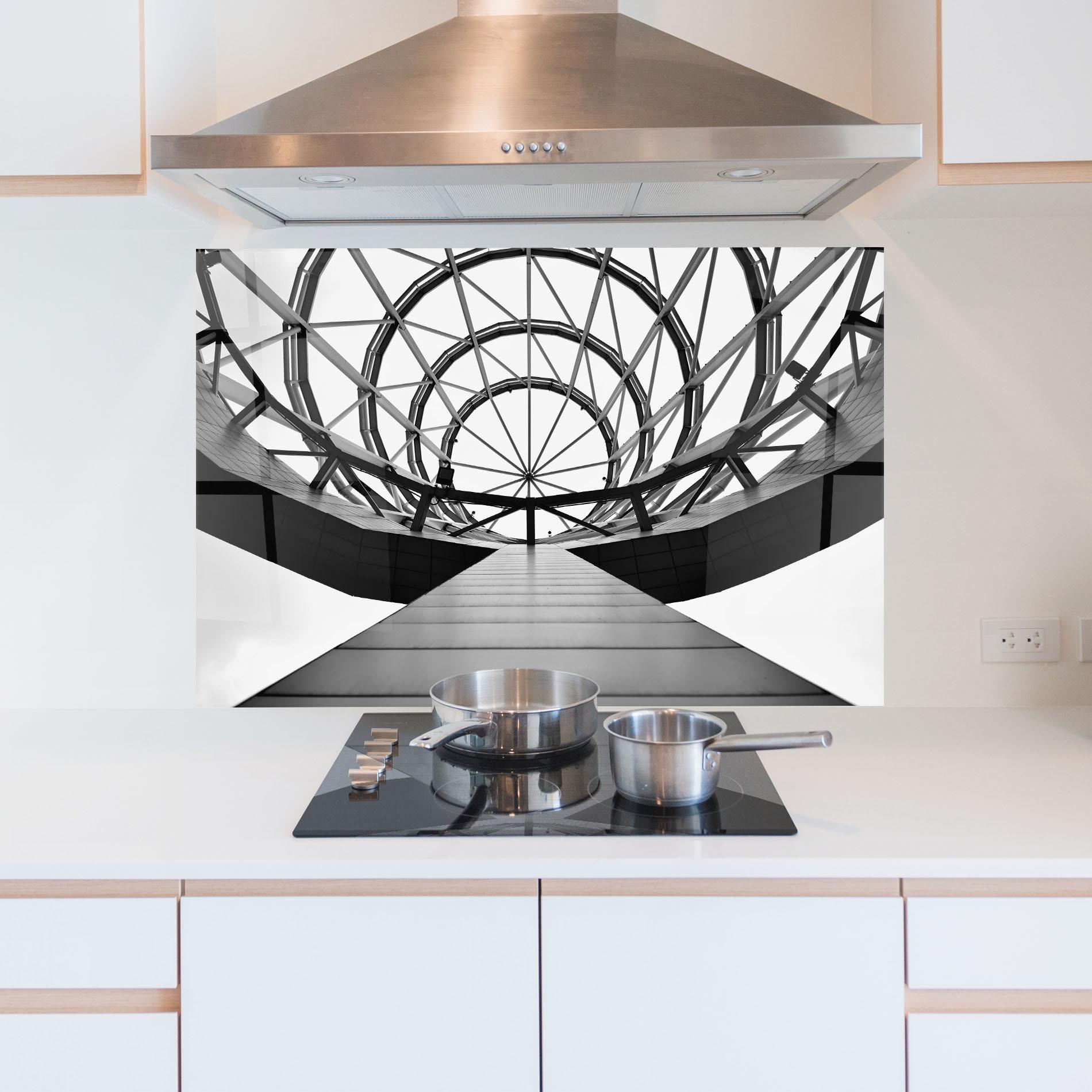 Küchenrückwand Glas Circular Dome mockup 5