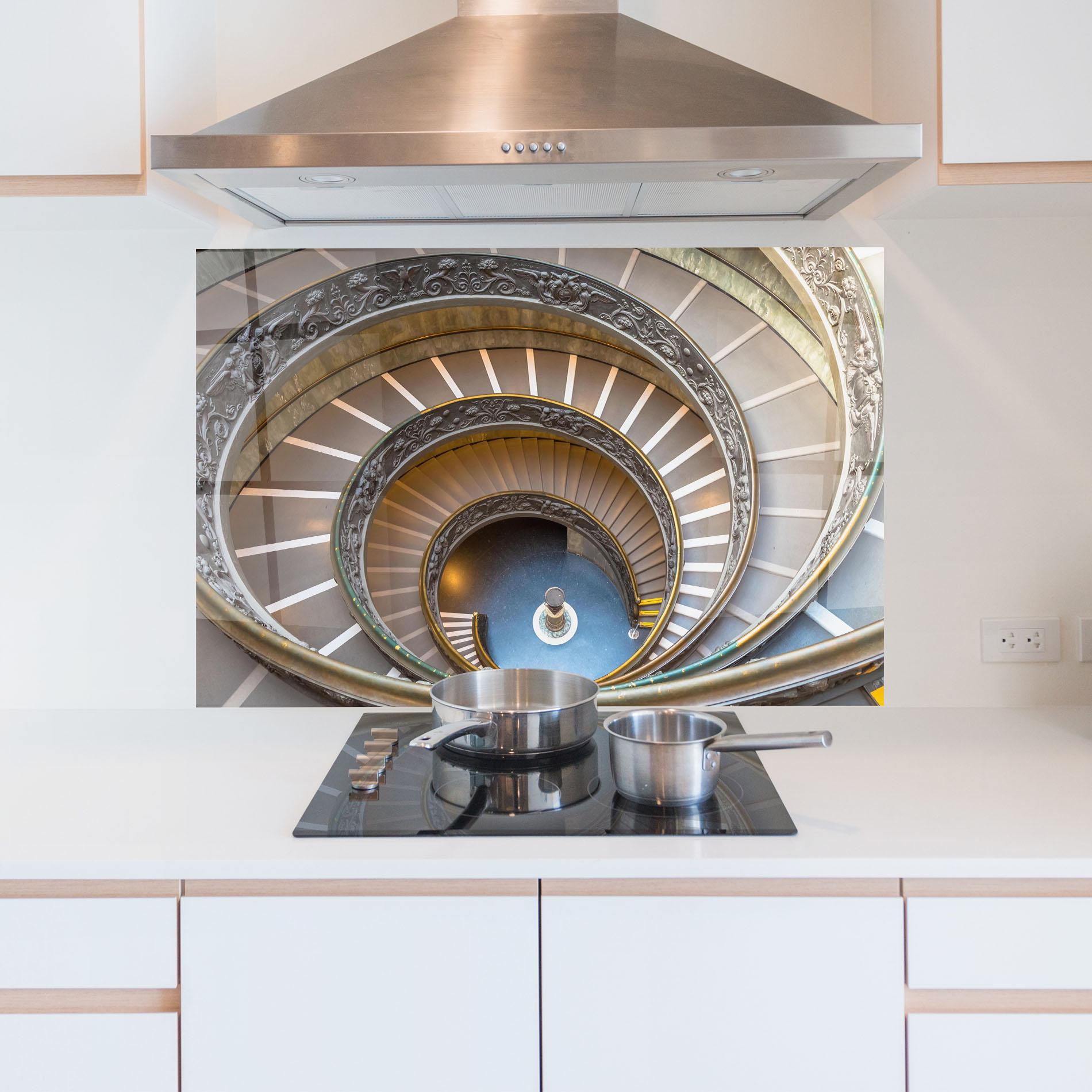 Küchenrückwand Glas Colored Stairs mockup 5