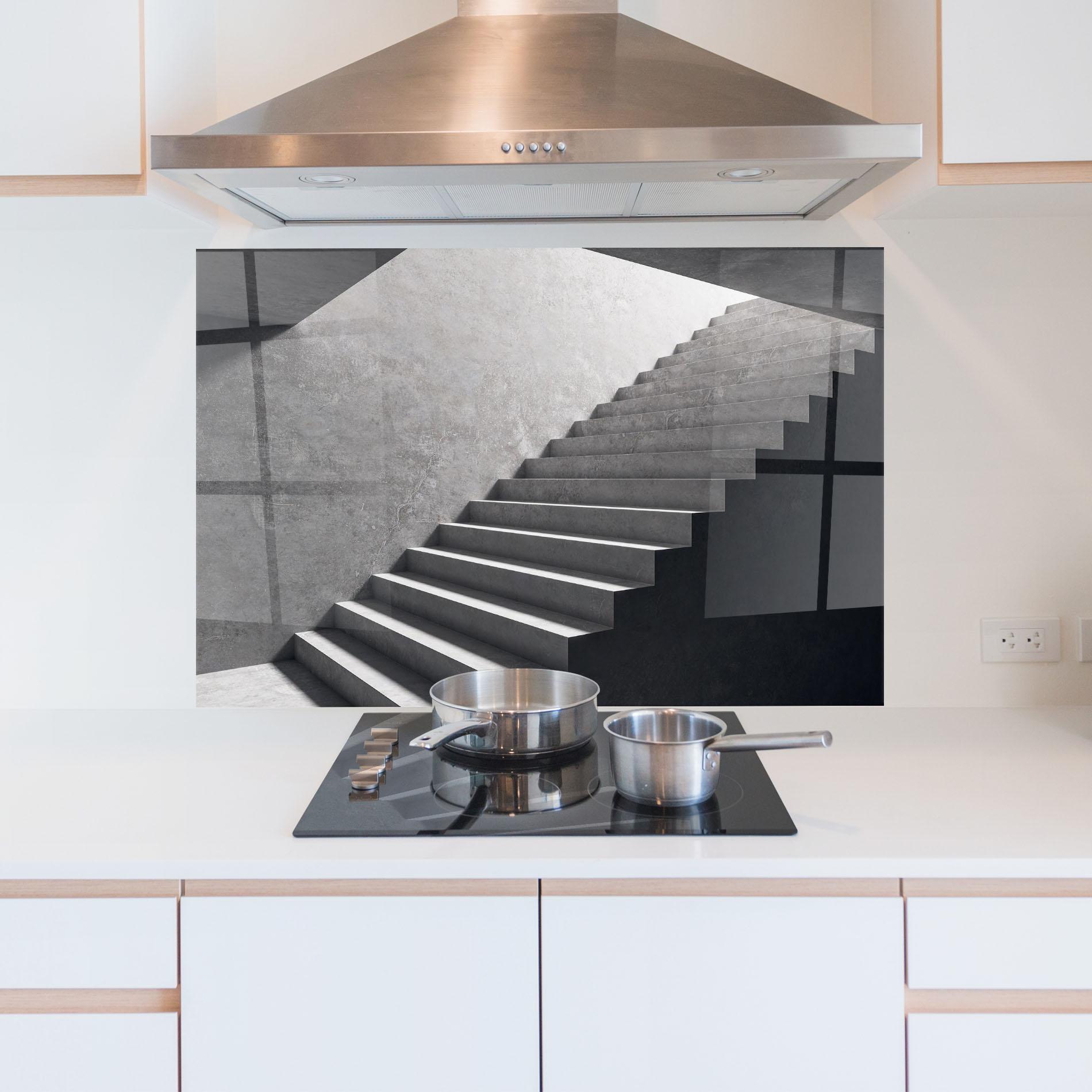 Küchenrückwand Glas Concrete Stairs mockup 5
