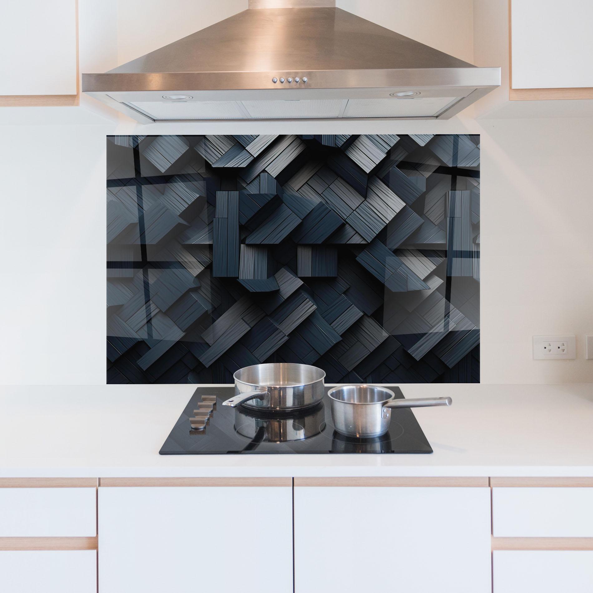 Küchenrückwand Glas Dark Blue Wall mockup 5