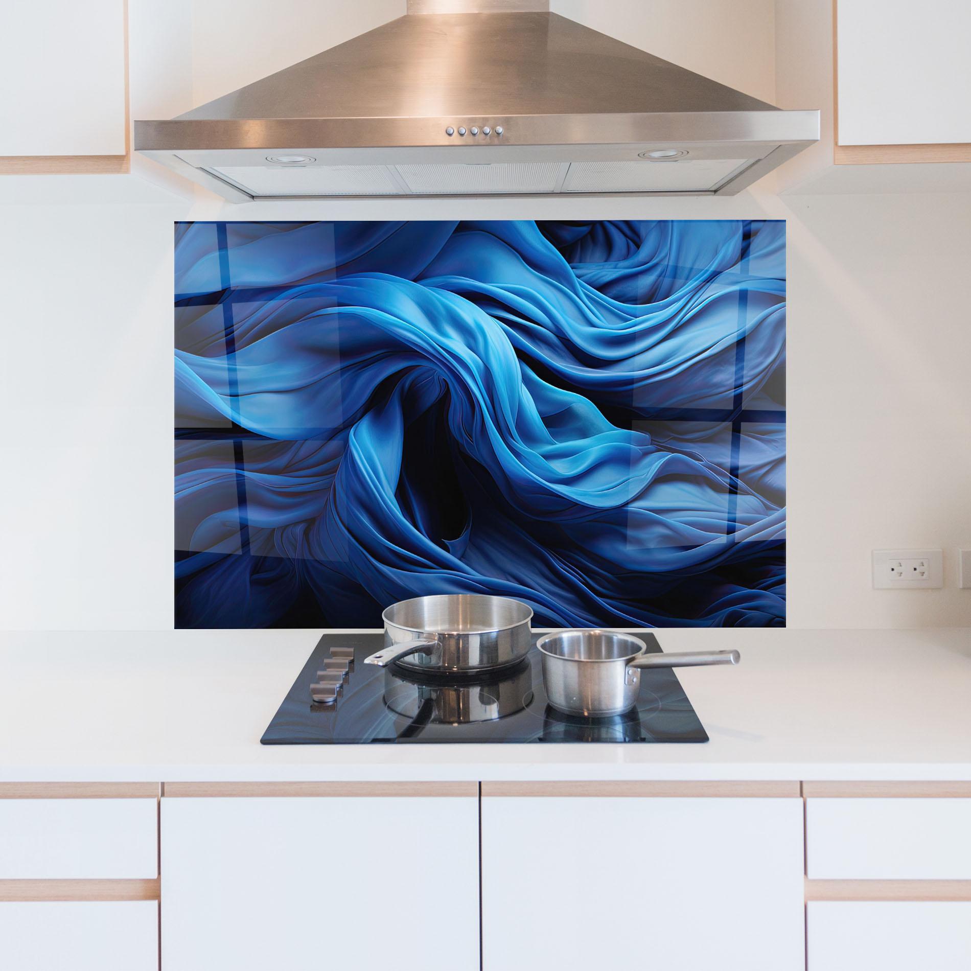 Küchenrückwand Glas Floating Blue mockup 5