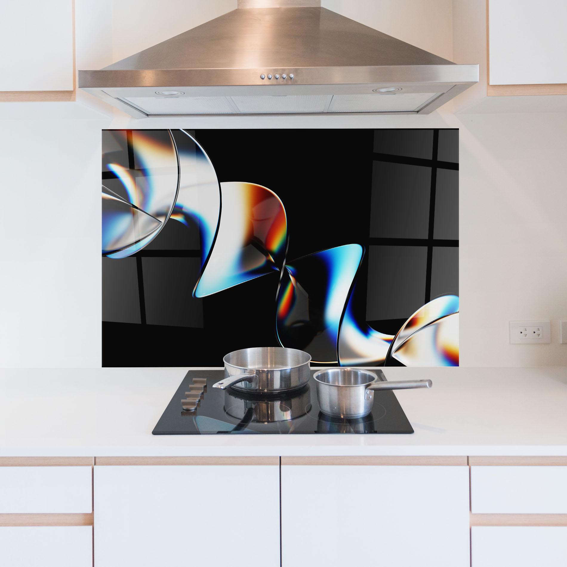 Küchenrückwand Glas Metal Spiral mockup 5