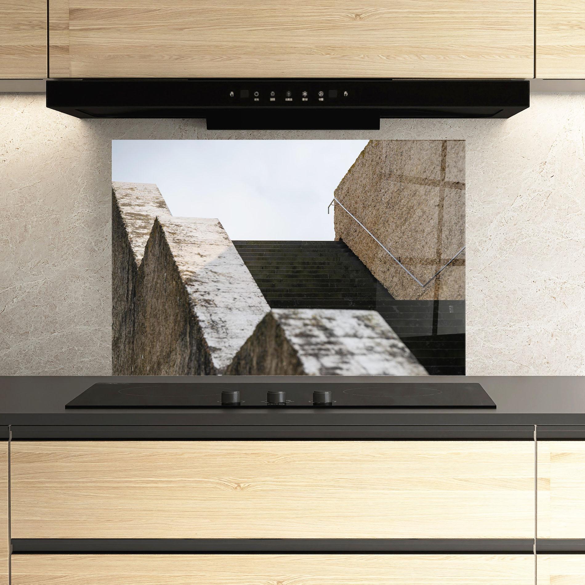 Küchenrückwand Glas Black Stairs mockup 3