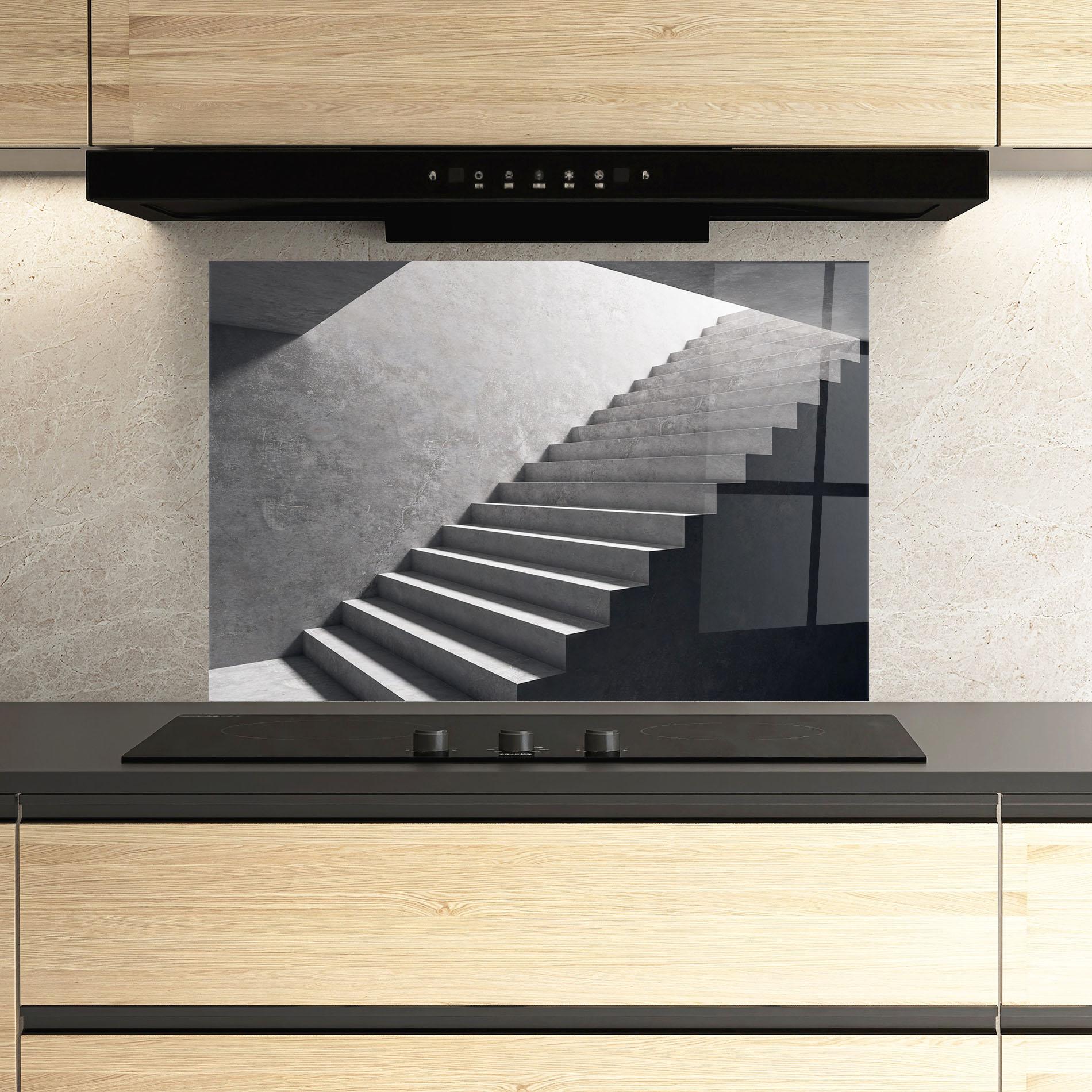 Küchenrückwand Glas Concrete Stairs mockup 3