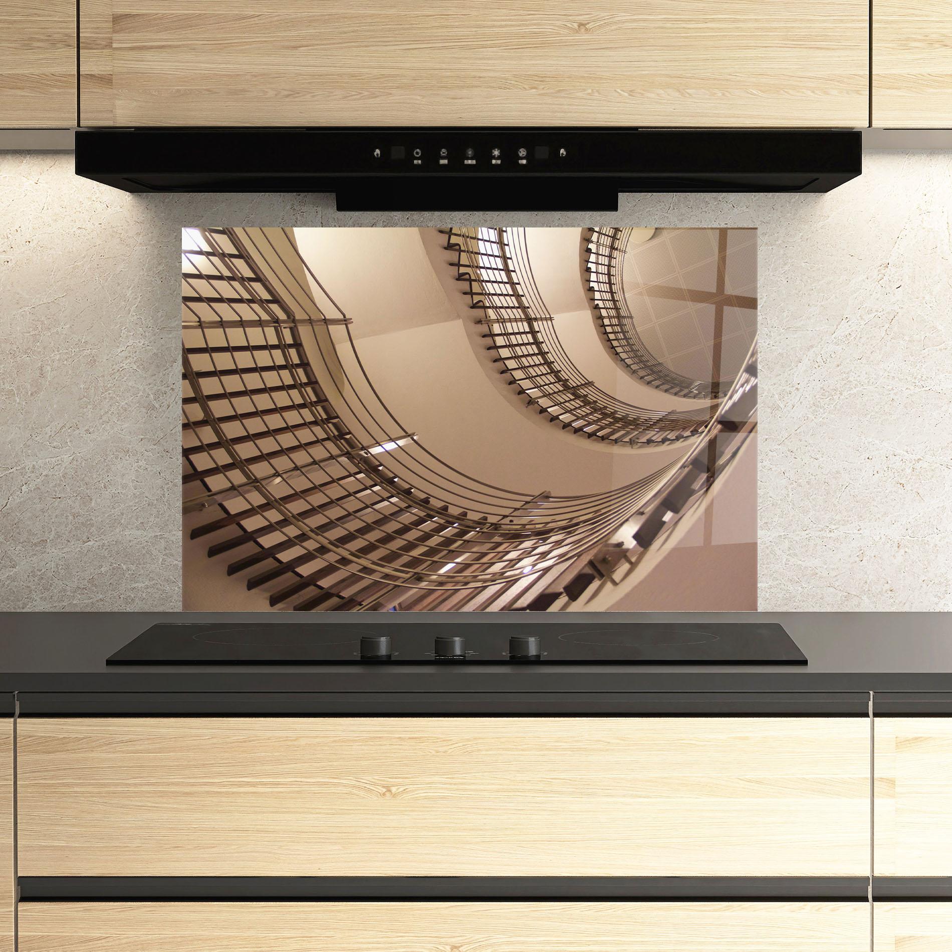 Küchenrückwand Glas Cream Stairs mockup 3