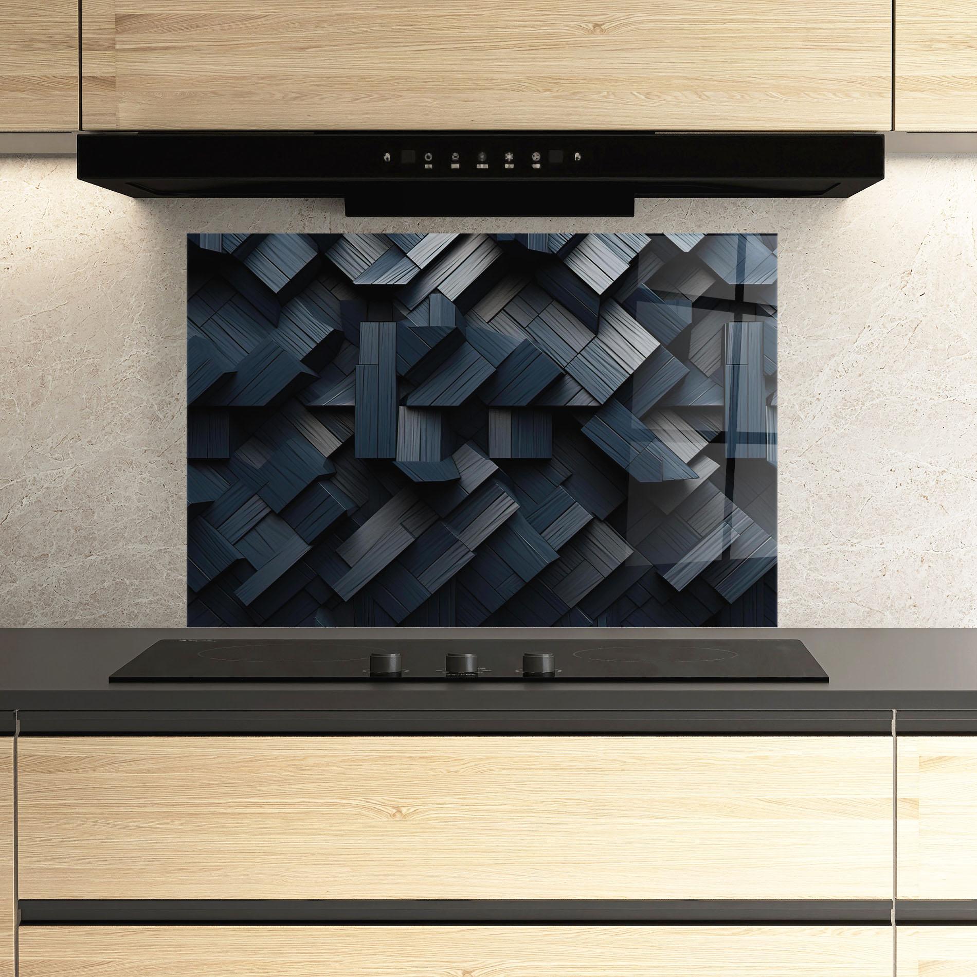 Küchenrückwand Glas Dark Blue Wall mockup 3