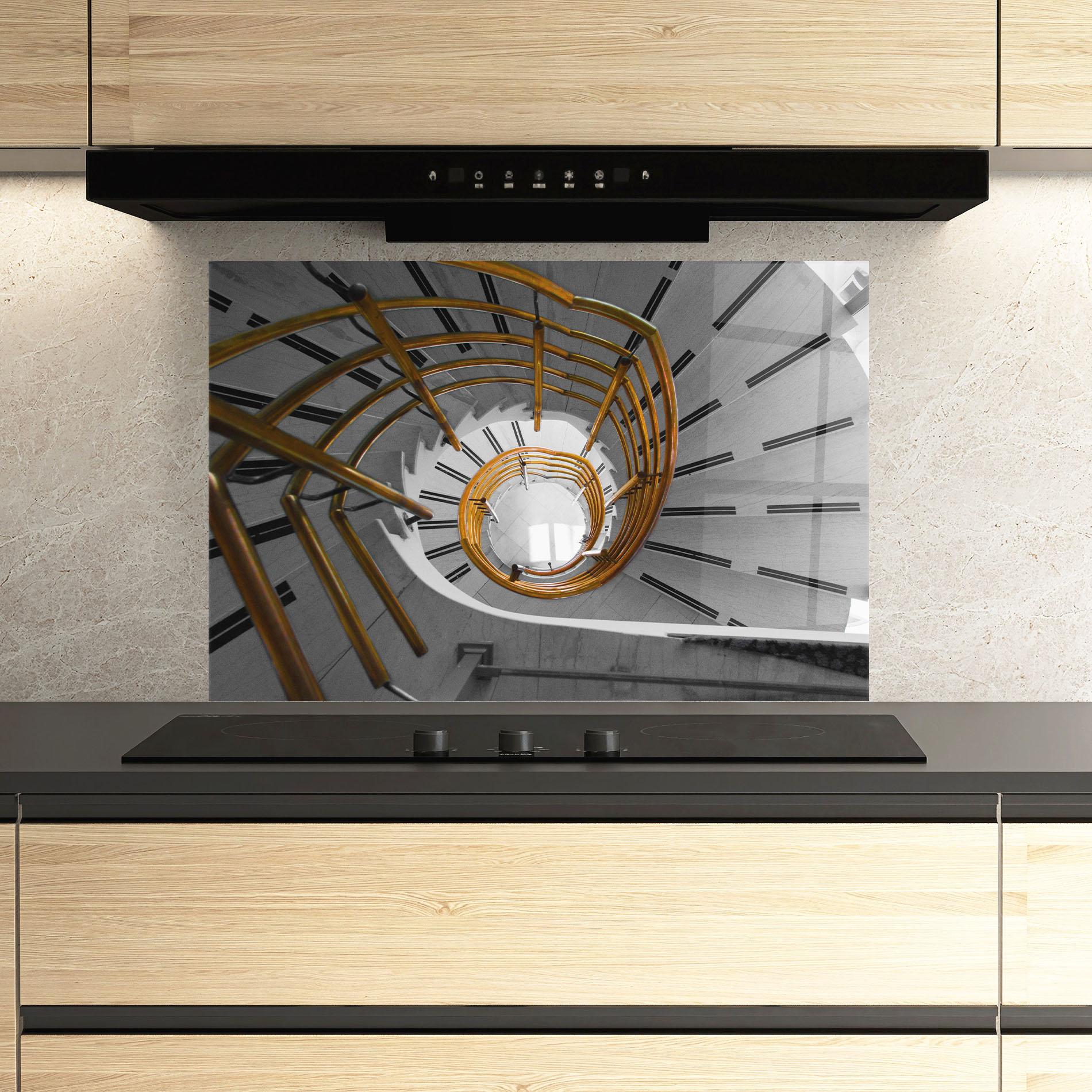 Küchenrückwand Glas Gold Bar Stairs mockup 3