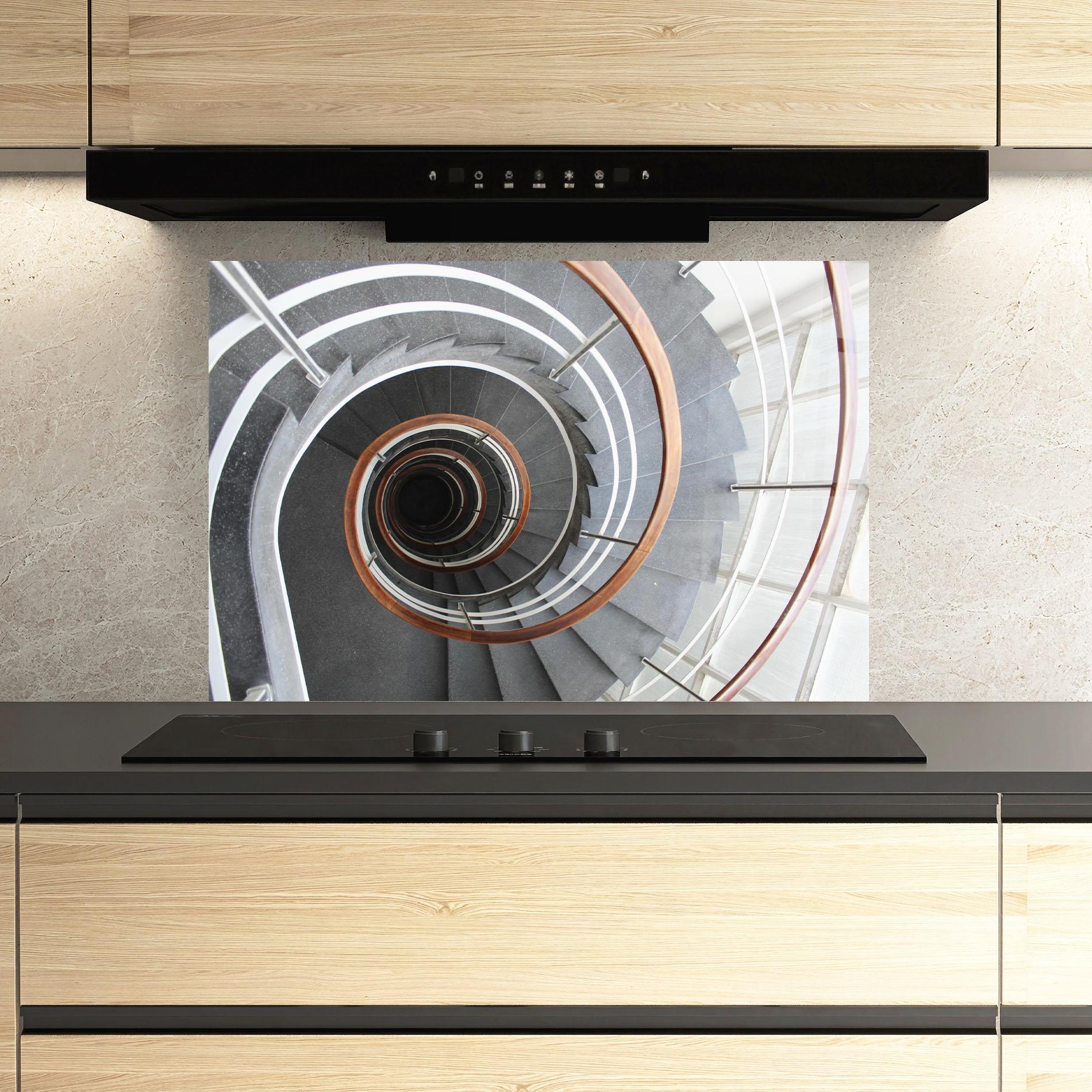 Küchenrückwand Glas Wood Bar Stairs mockup 3