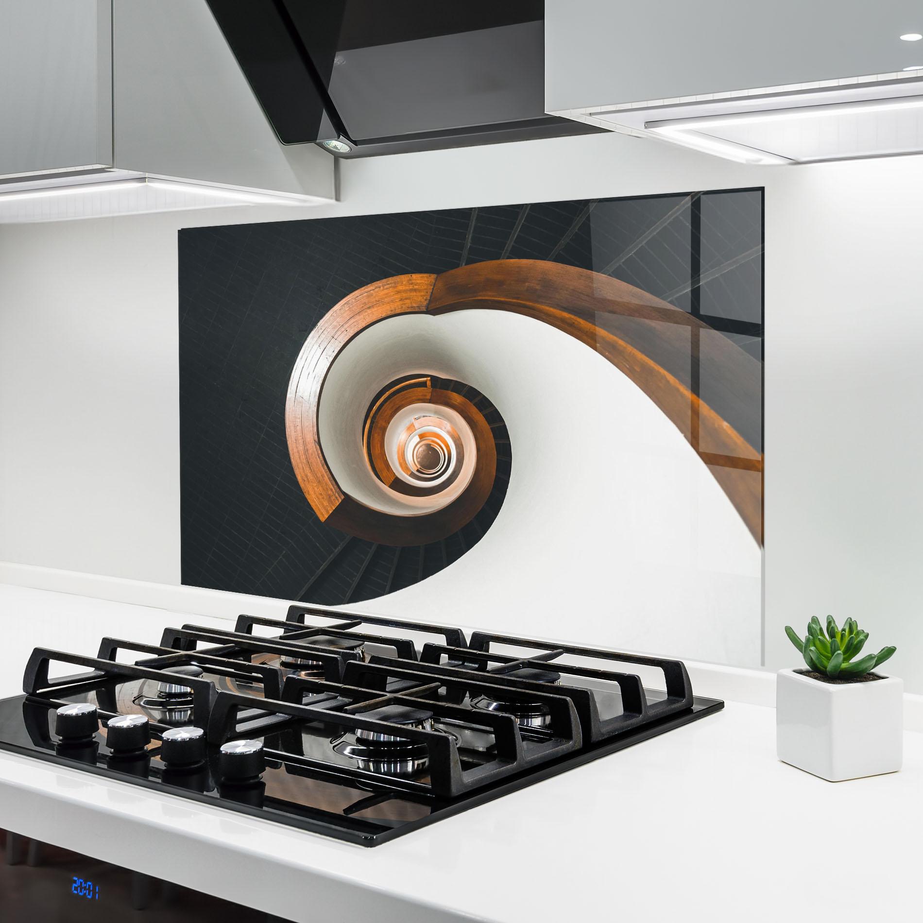 Küchenrückwand Glas Black Spiral Stairs mockup 6