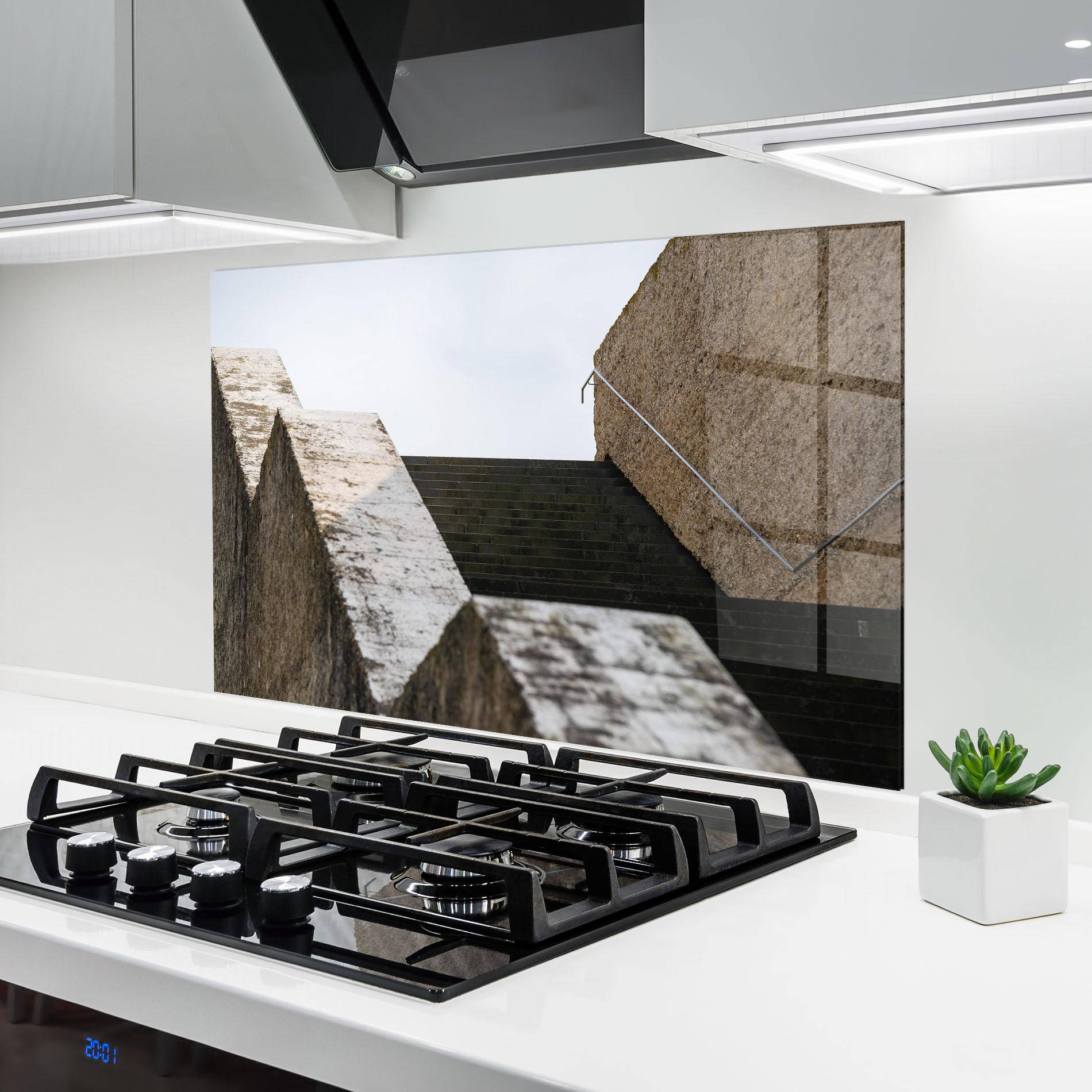 Küchenrückwand Glas Black Stairs mockup 6