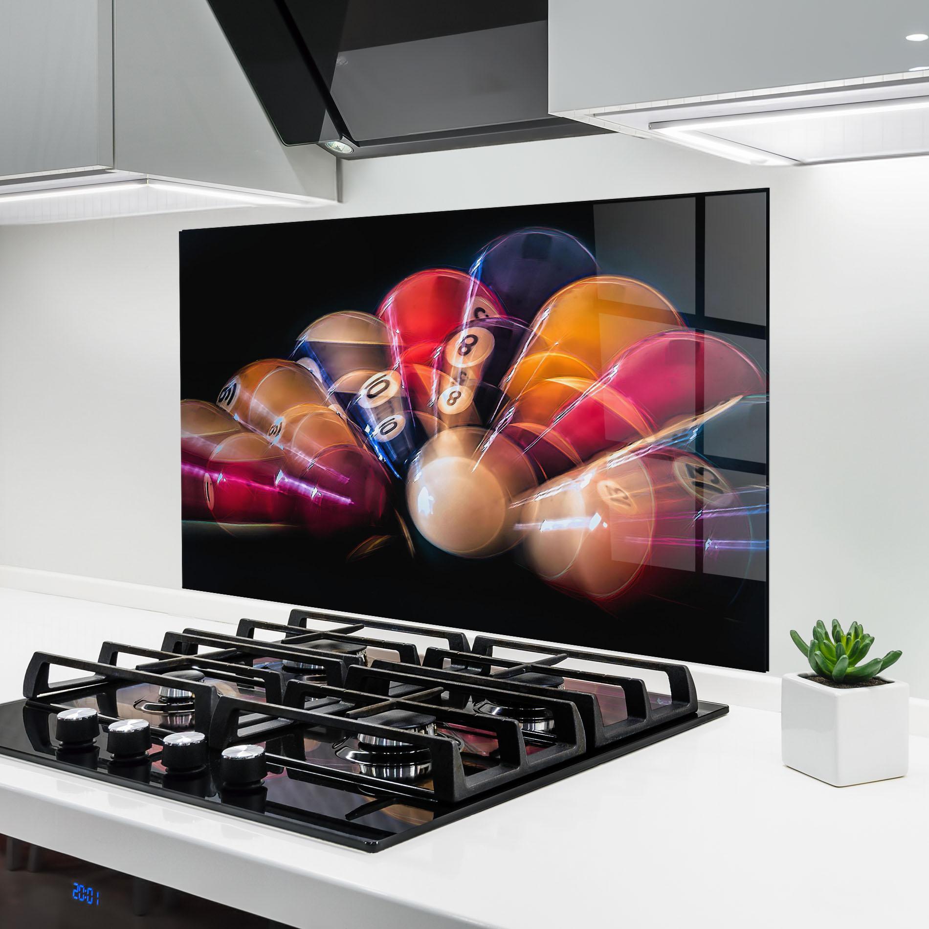 Küchenrückwand Glas Bowling Balls mockup 6
