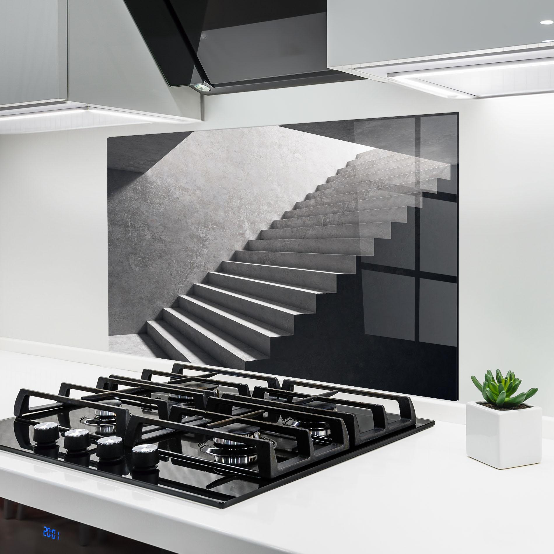 Küchenrückwand Glas Concrete Stairs mockup 6