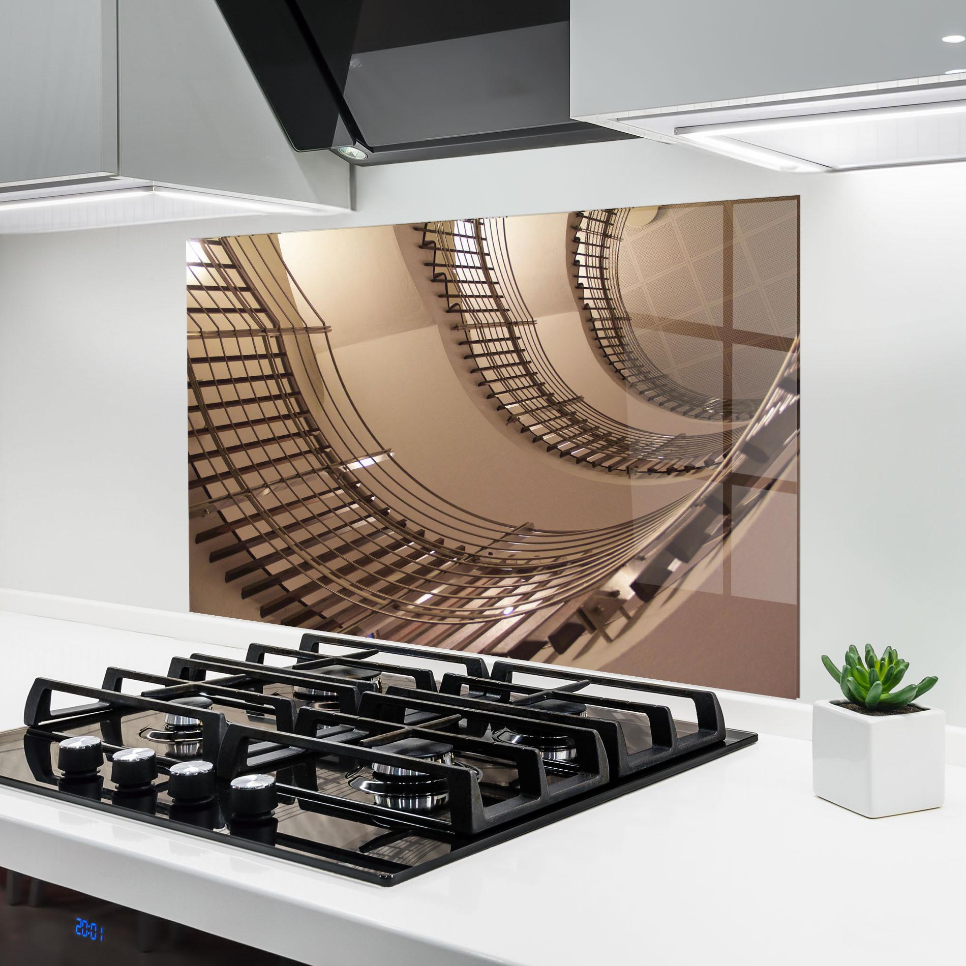 Küchenrückwand Glas Cream Stairs mockup 6