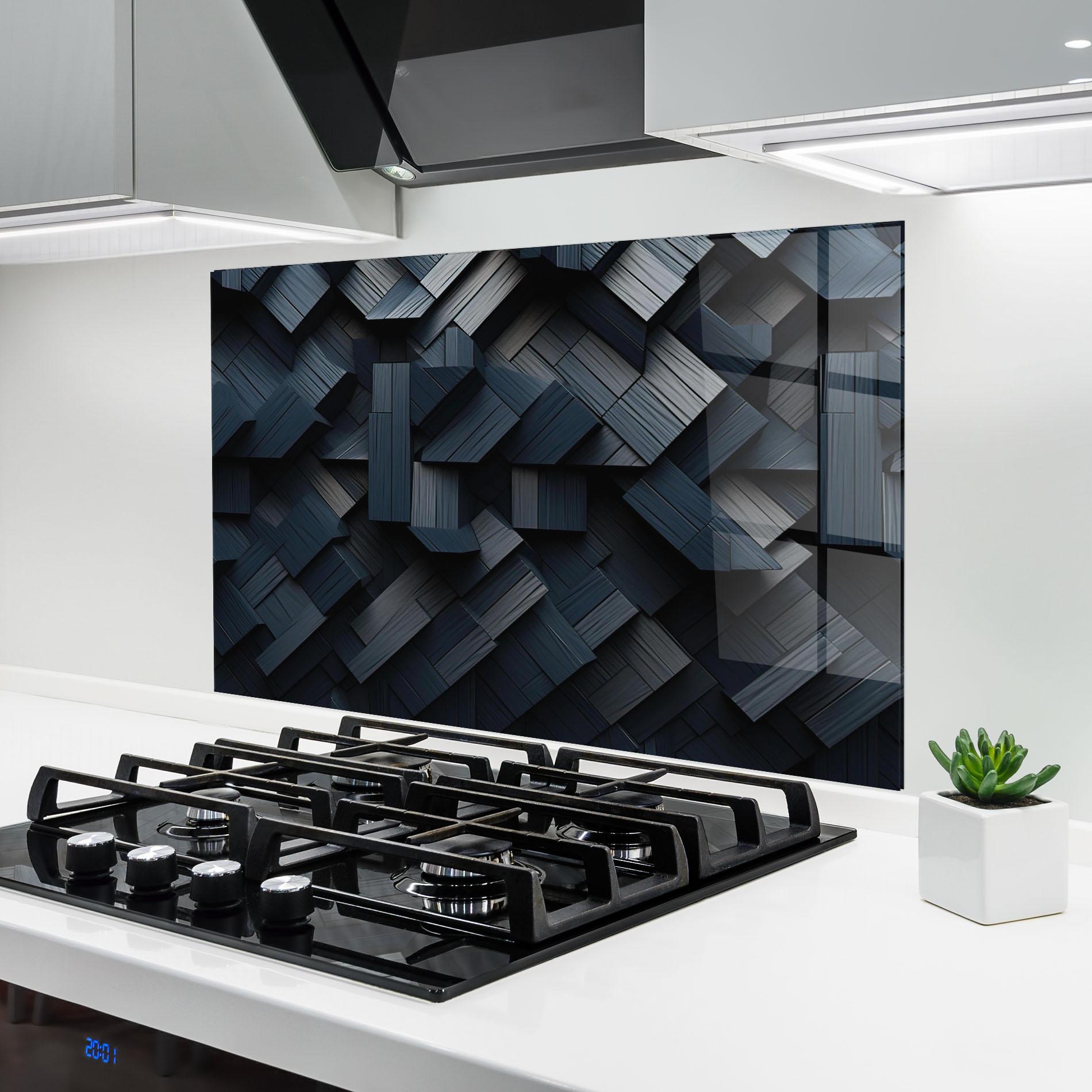 Küchenrückwand Glas Dark Blue Wall mockup 6